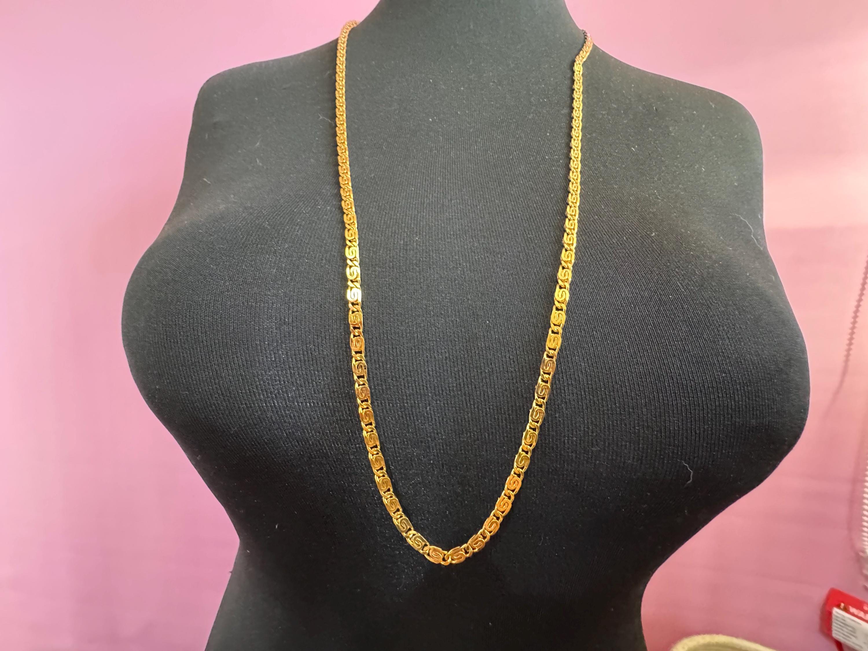 93cm 36.5 inch True Vintage gold plated long scroll link fancy chain layering necklace old shop stock frank usher