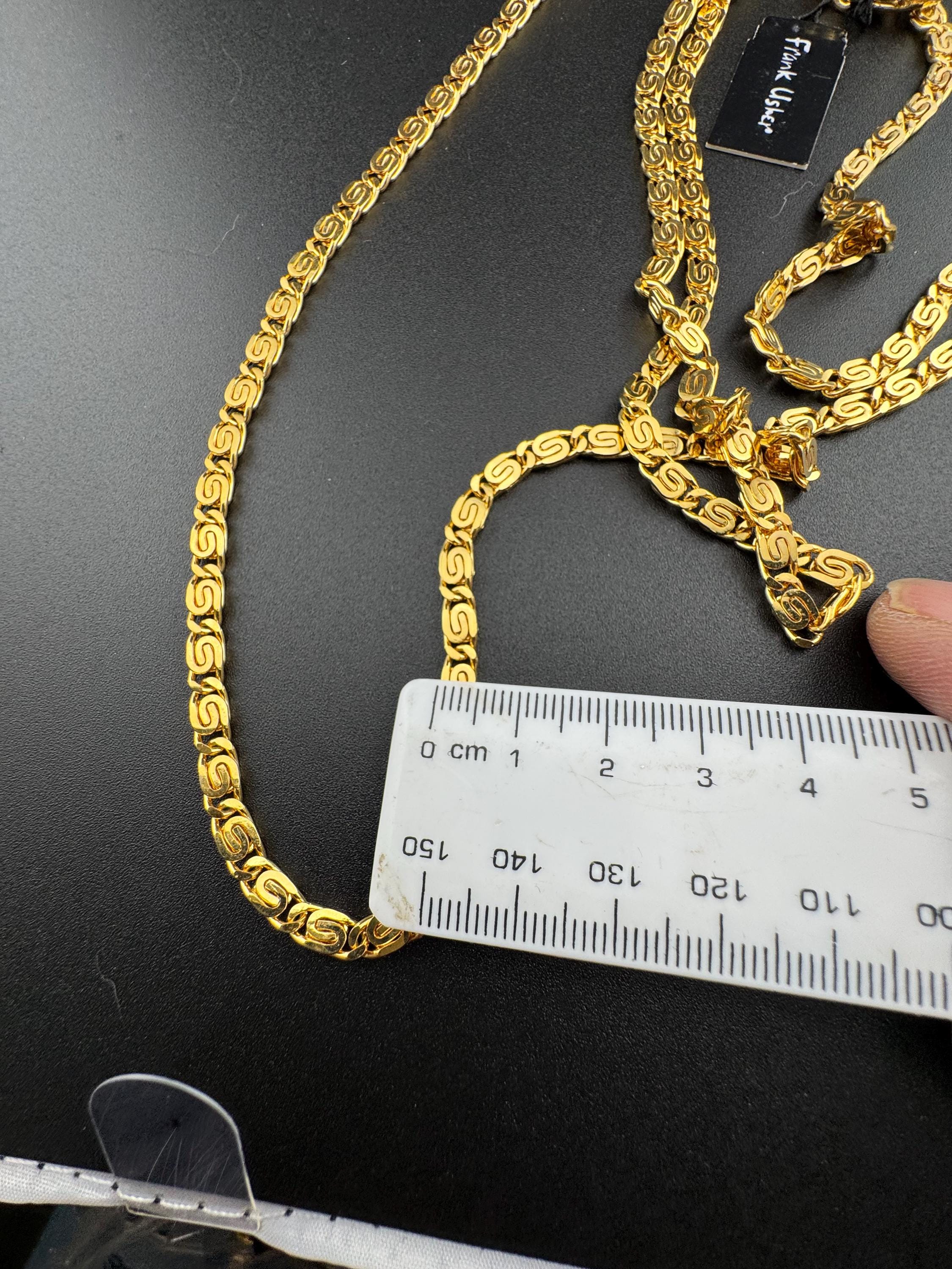 93cm 36.5 inch True Vintage gold plated long scroll link fancy chain layering necklace old shop stock frank usher