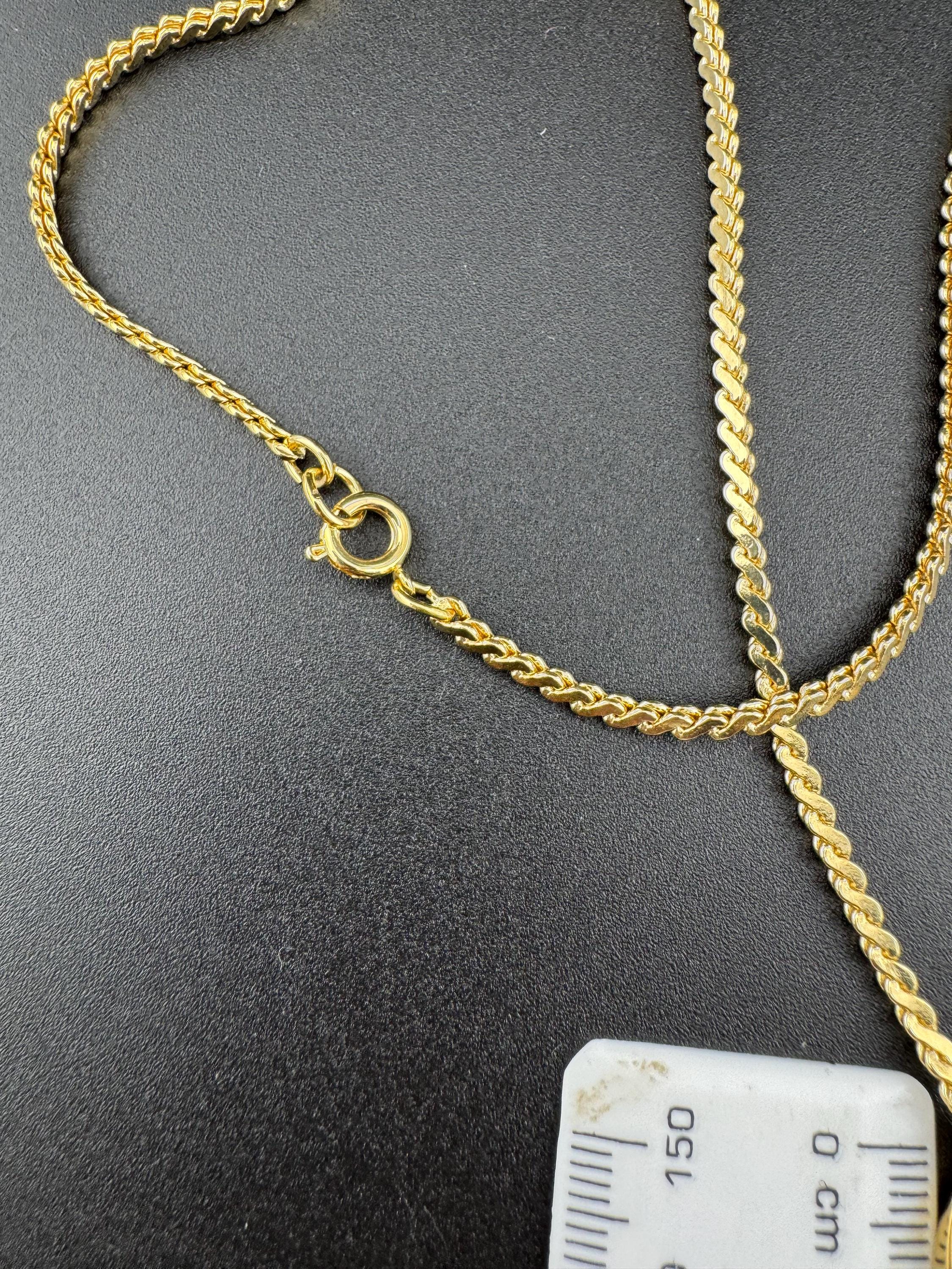 45cm Vintage 1970s serpentine chain gold plated lariat negligee drop necklace old shop stock