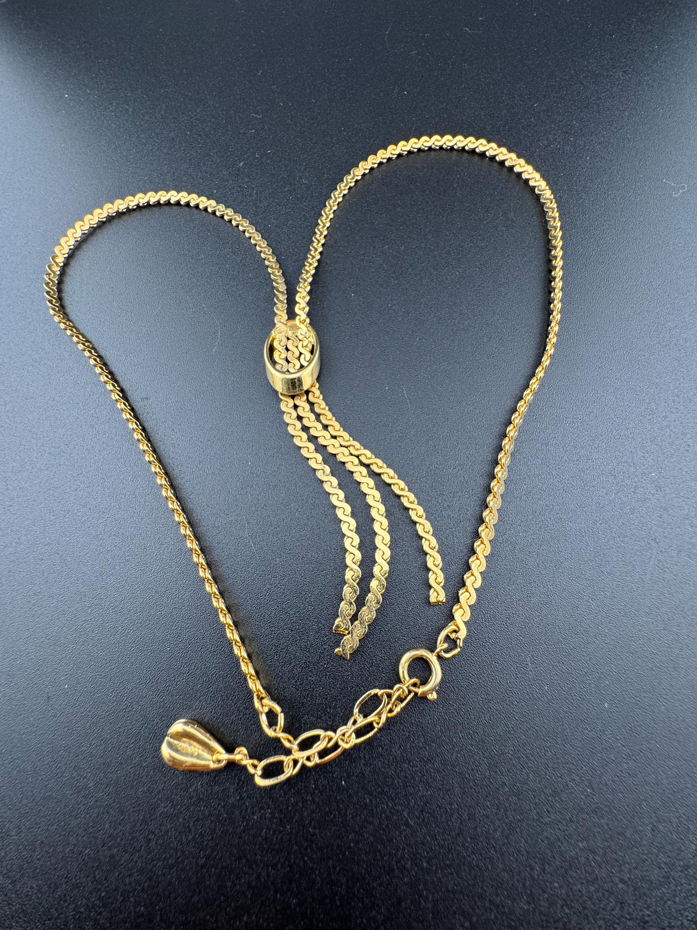 45-50cm Vintage 1970s serpentine chain gold plated lariat negligee drop necklace old shop stock