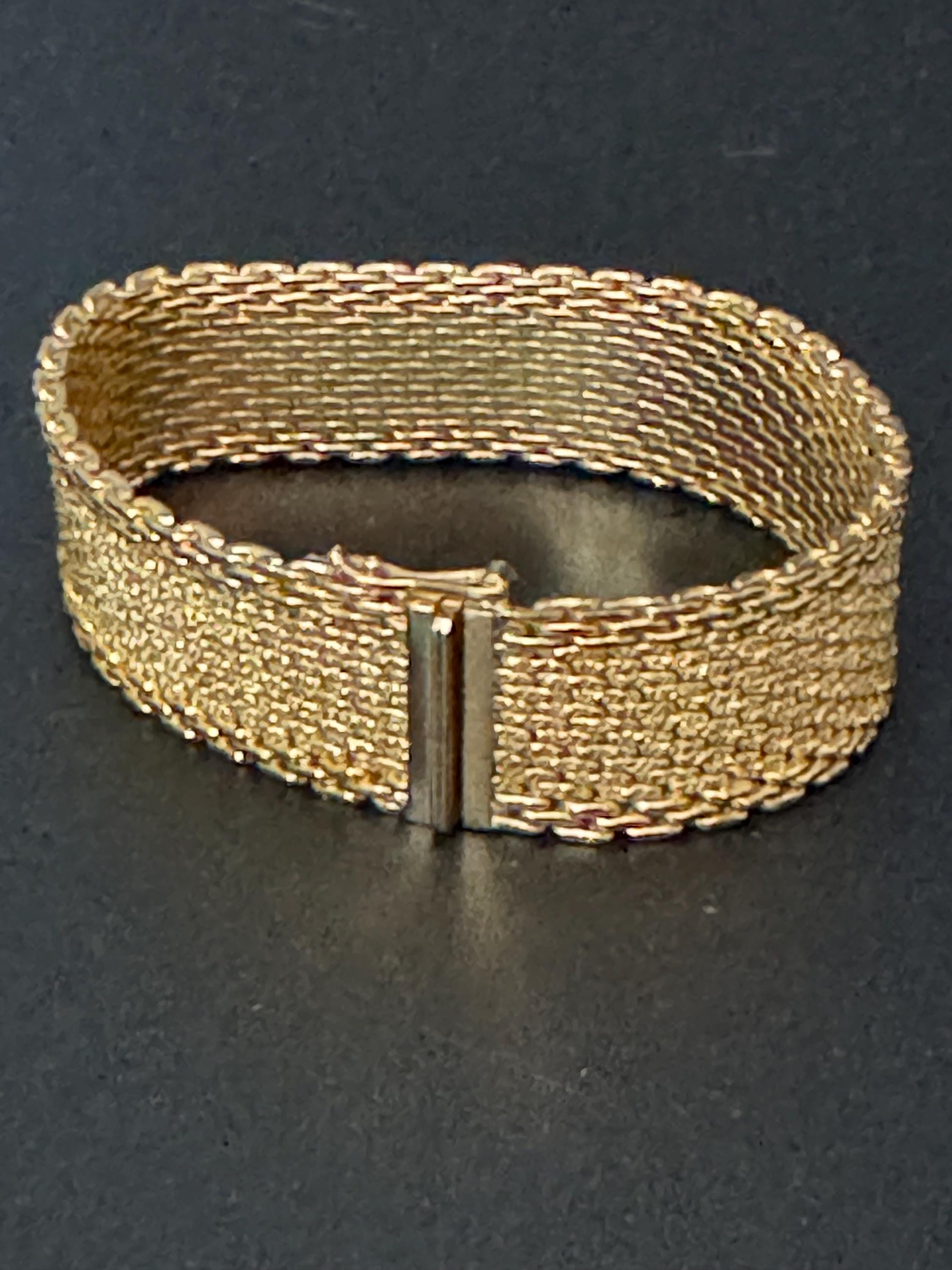 1970s Henkel & Grosse gold plated Vintage Designer wide link cuff articulated bracelet Bracelet good condition