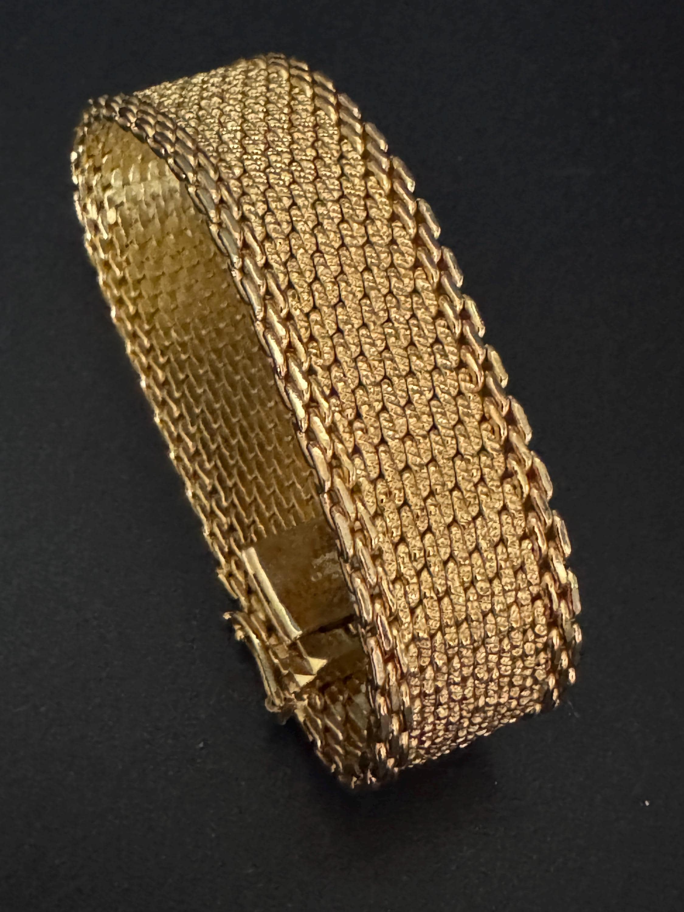 1970s Henkel & Grosse gold plated Vintage Designer wide link cuff articulated bracelet Bracelet good condition