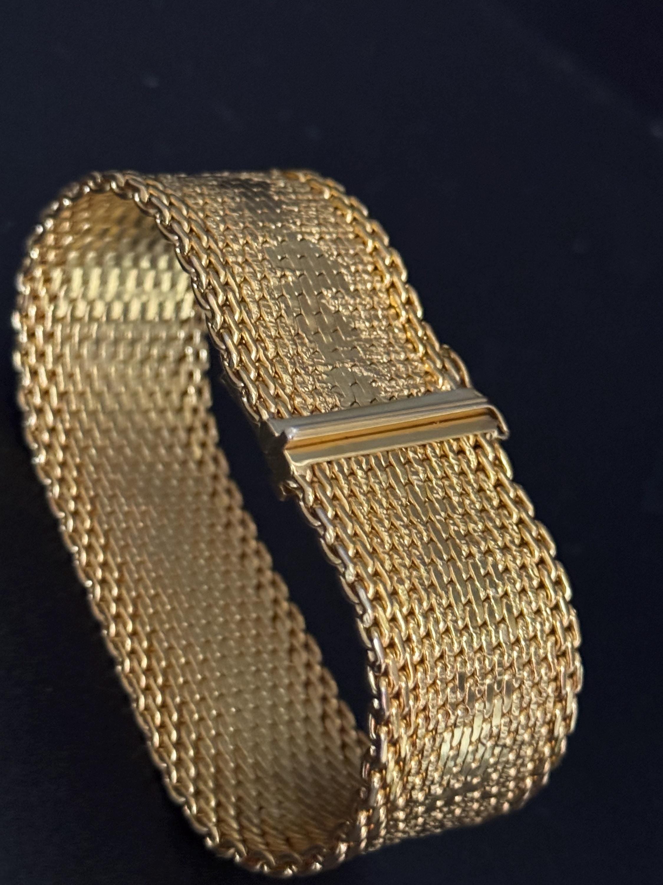 1970s Henkel & Grosse gold plated Vintage Designer wide link cuff articulated bracelet Bracelet fabulous condition