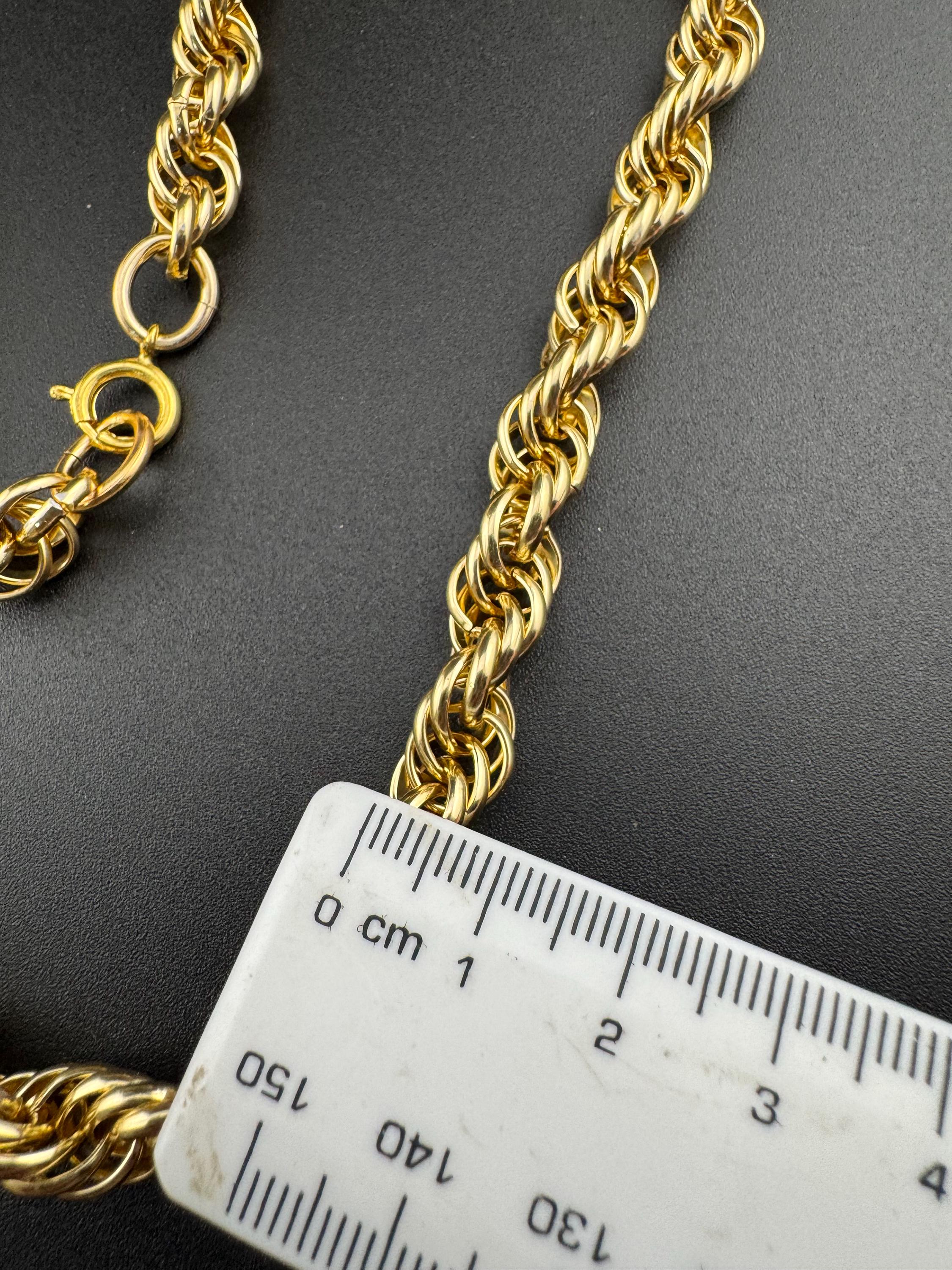 Vintage 95cm lightweight long rope chain link gold tone necklace 1970s 1980s 8mm