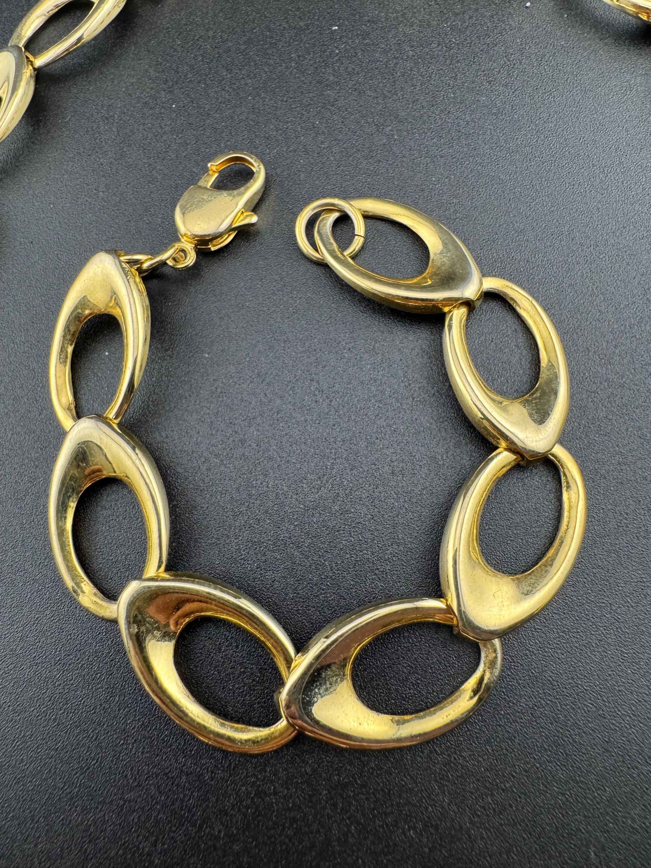 vintage gold tone chunky wide chain link necklace and bracelet jewellery set