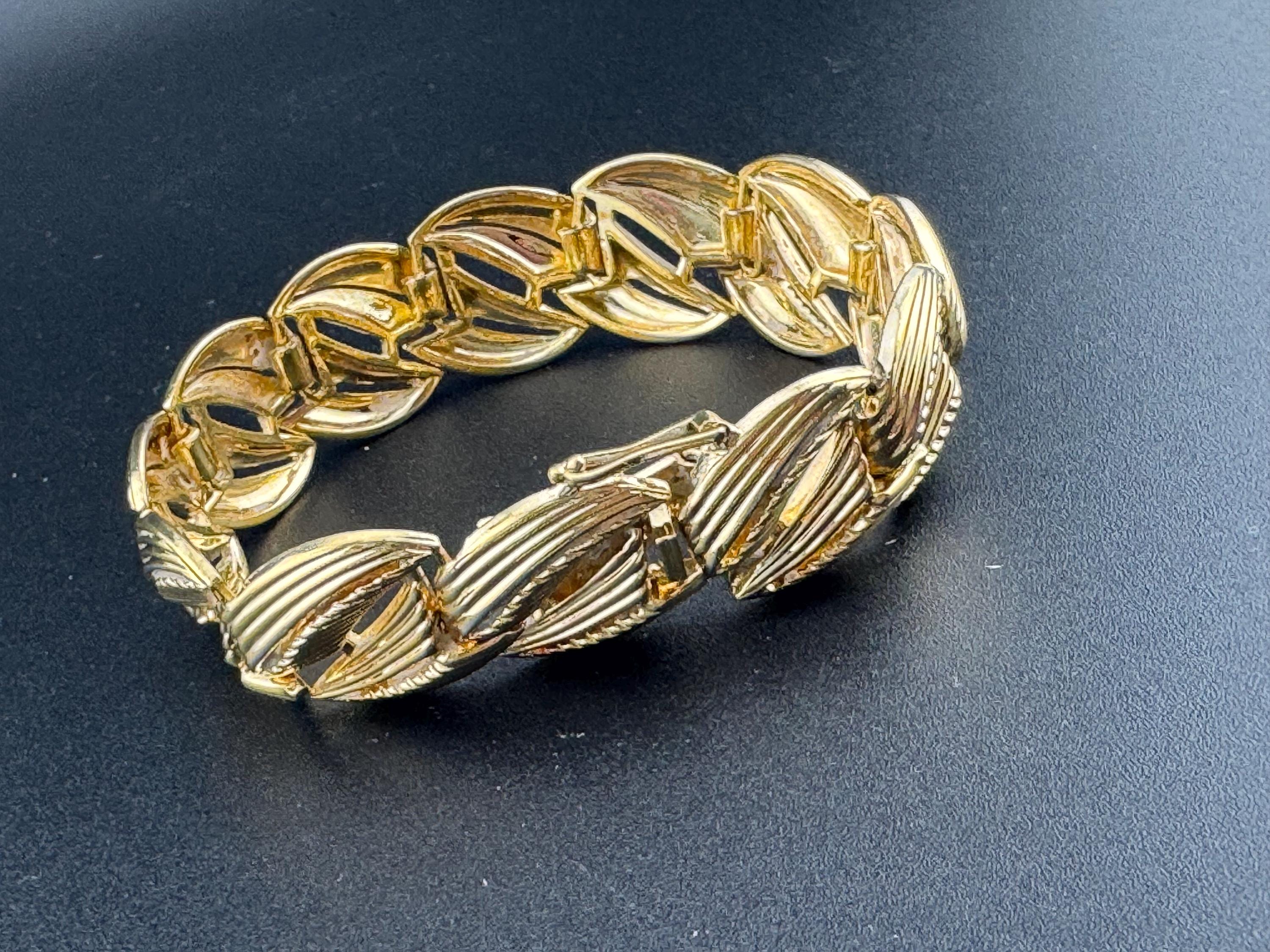 Henkel & Grosse gold plated Vintage Designer wide link cuff articulated panel link bracelet Modernist 1963 great condition