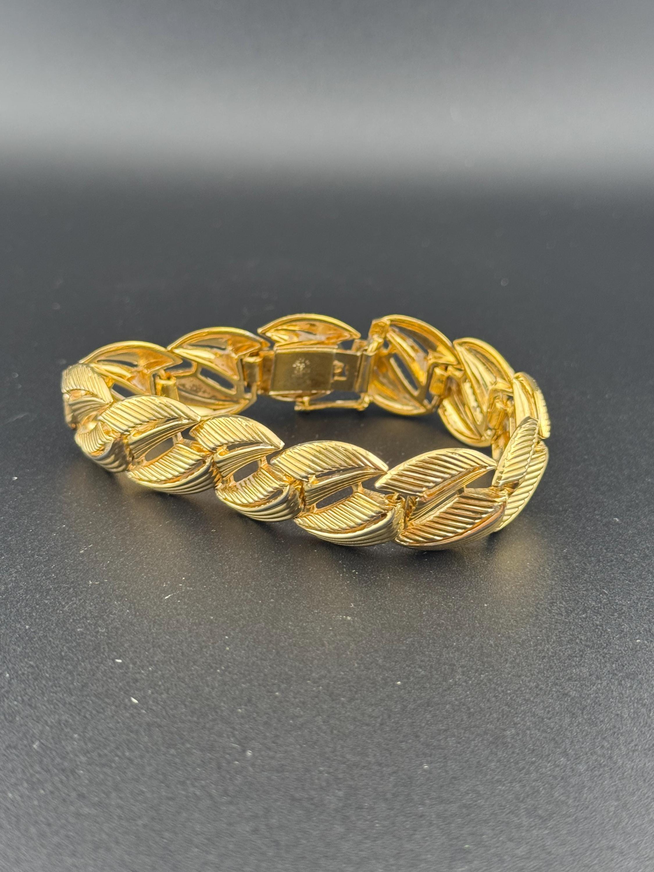 Henkel & Grosse gold plated Vintage Designer wide link cuff articulated panel link bracelet Modernist 1963 great condition