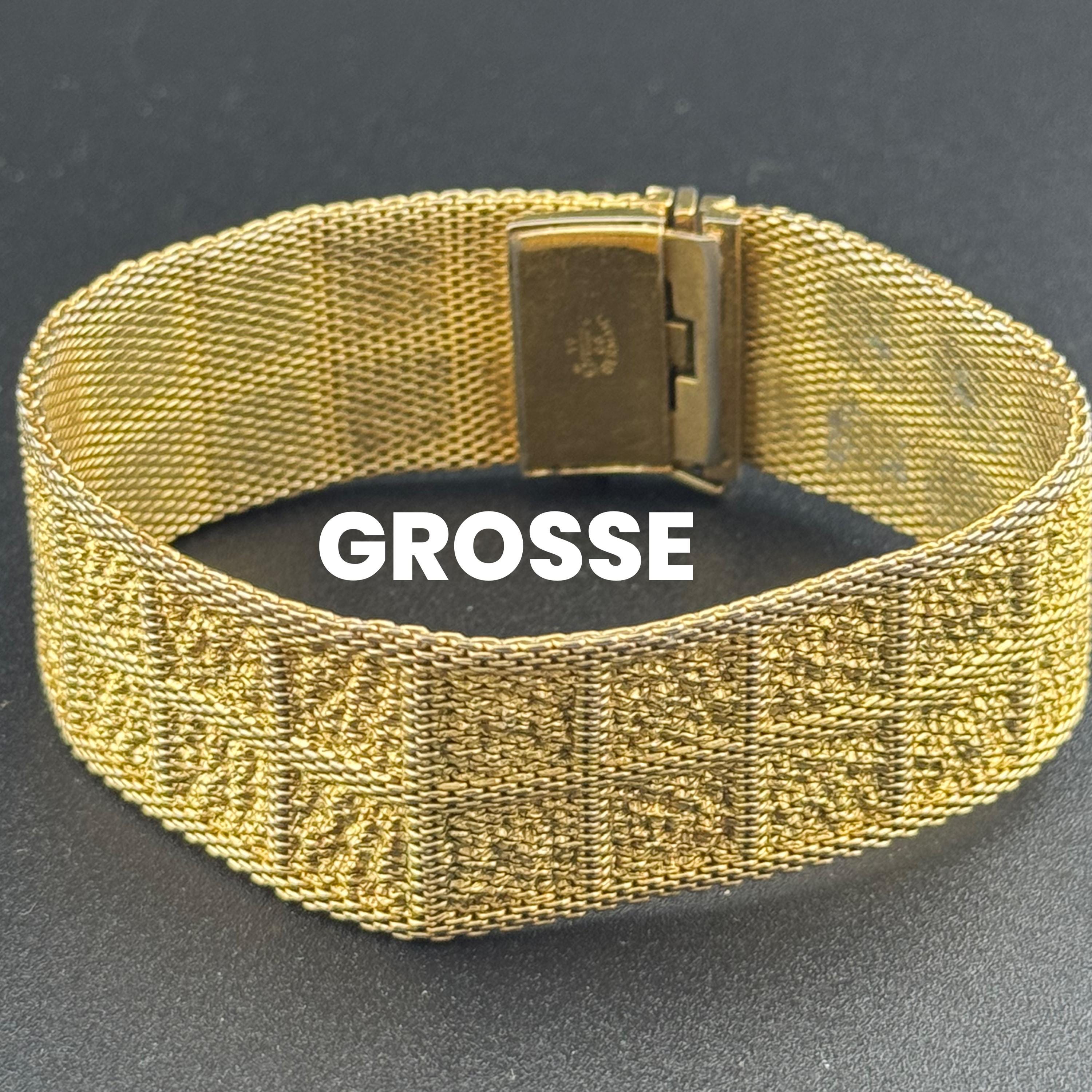 Henkel & Grosse gold plated Designer wide link cuff articulated bracelet Modernist 1966 vintage condition