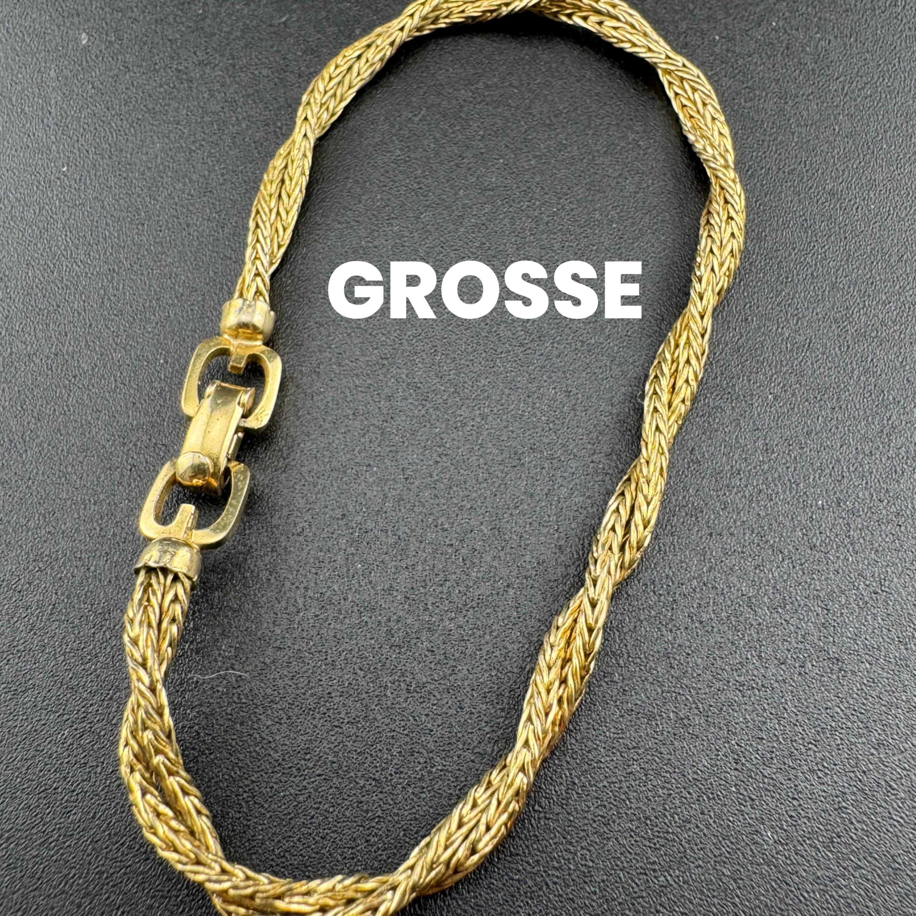 Signed Grosse gold tone Vintage Retro Designer twisted mesh chain bracelet germany