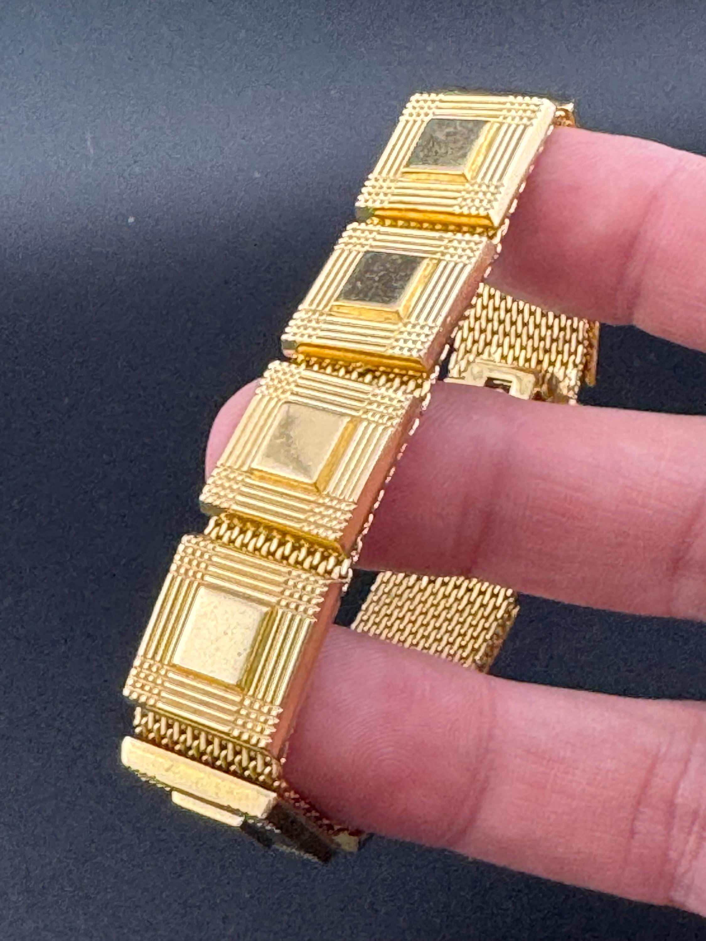 Henkel & Grosse gold plated Vintage Designer wide geometric panel link bracelet Modernist 1962 fabulous condition