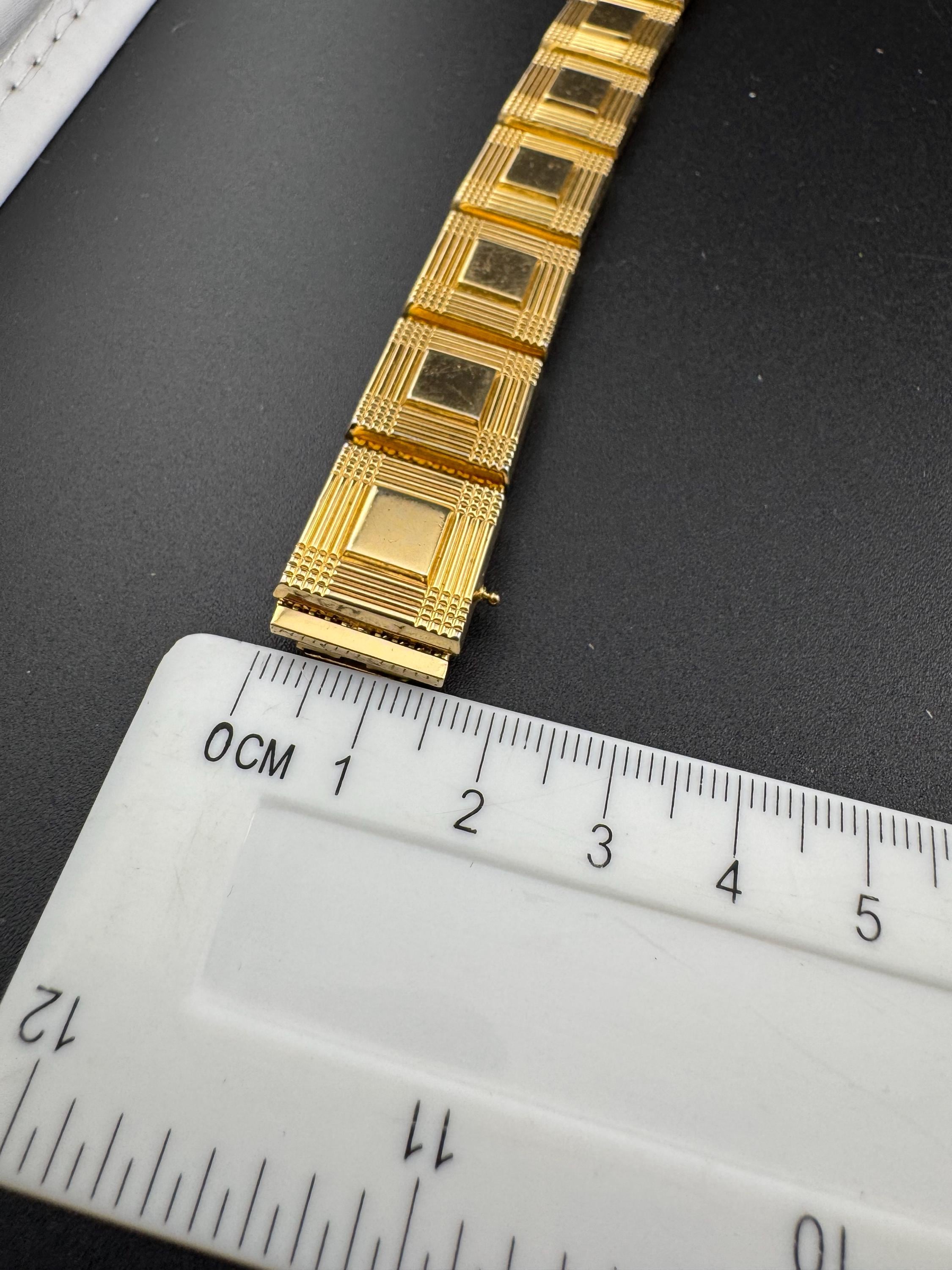 Henkel & Grosse gold plated Vintage Designer wide geometric panel link bracelet Modernist 1962 fabulous condition