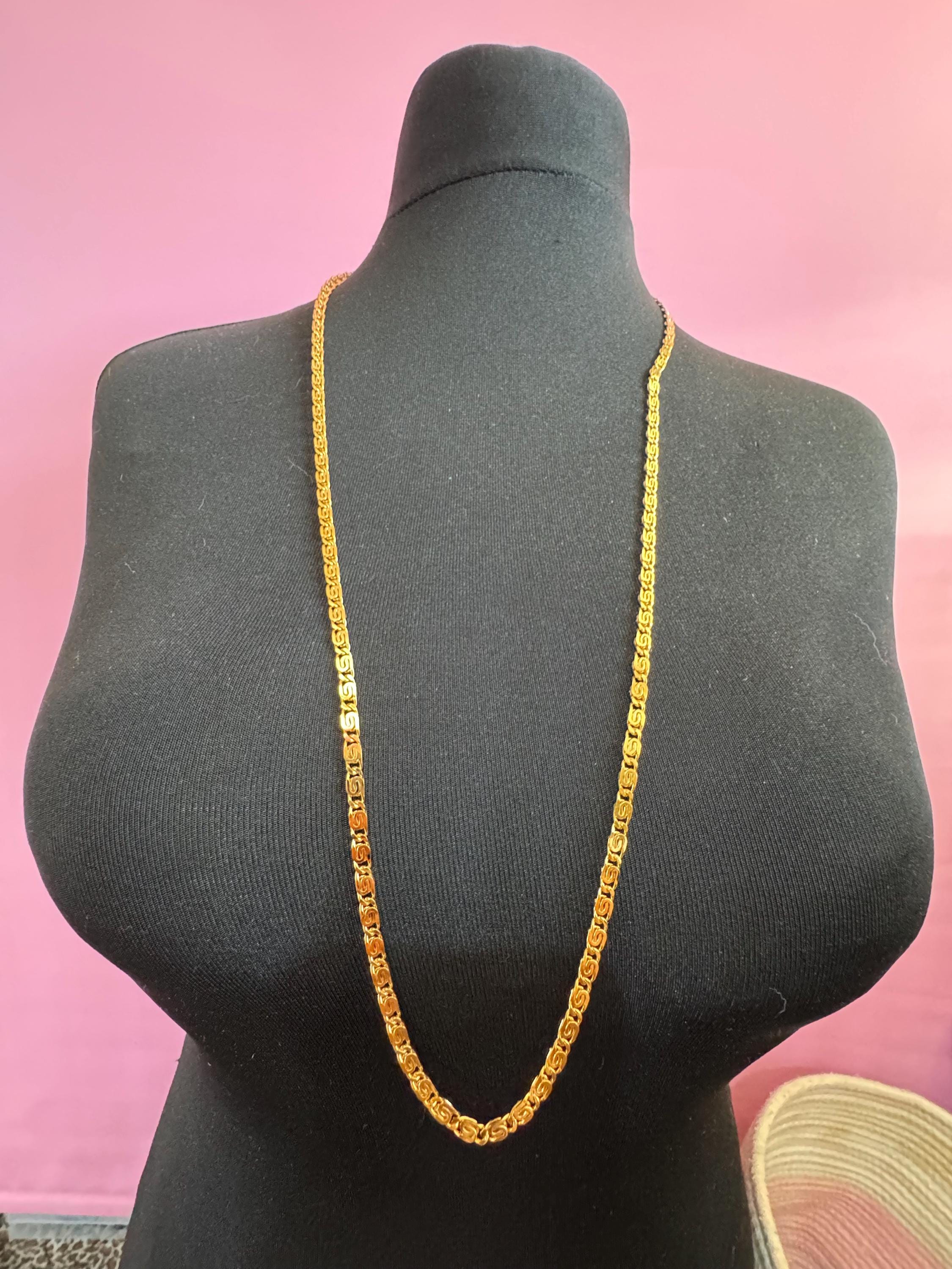 93cm 36.5 inch True Vintage gold plated long scroll link fancy chain layering necklace old shop stock frank usher