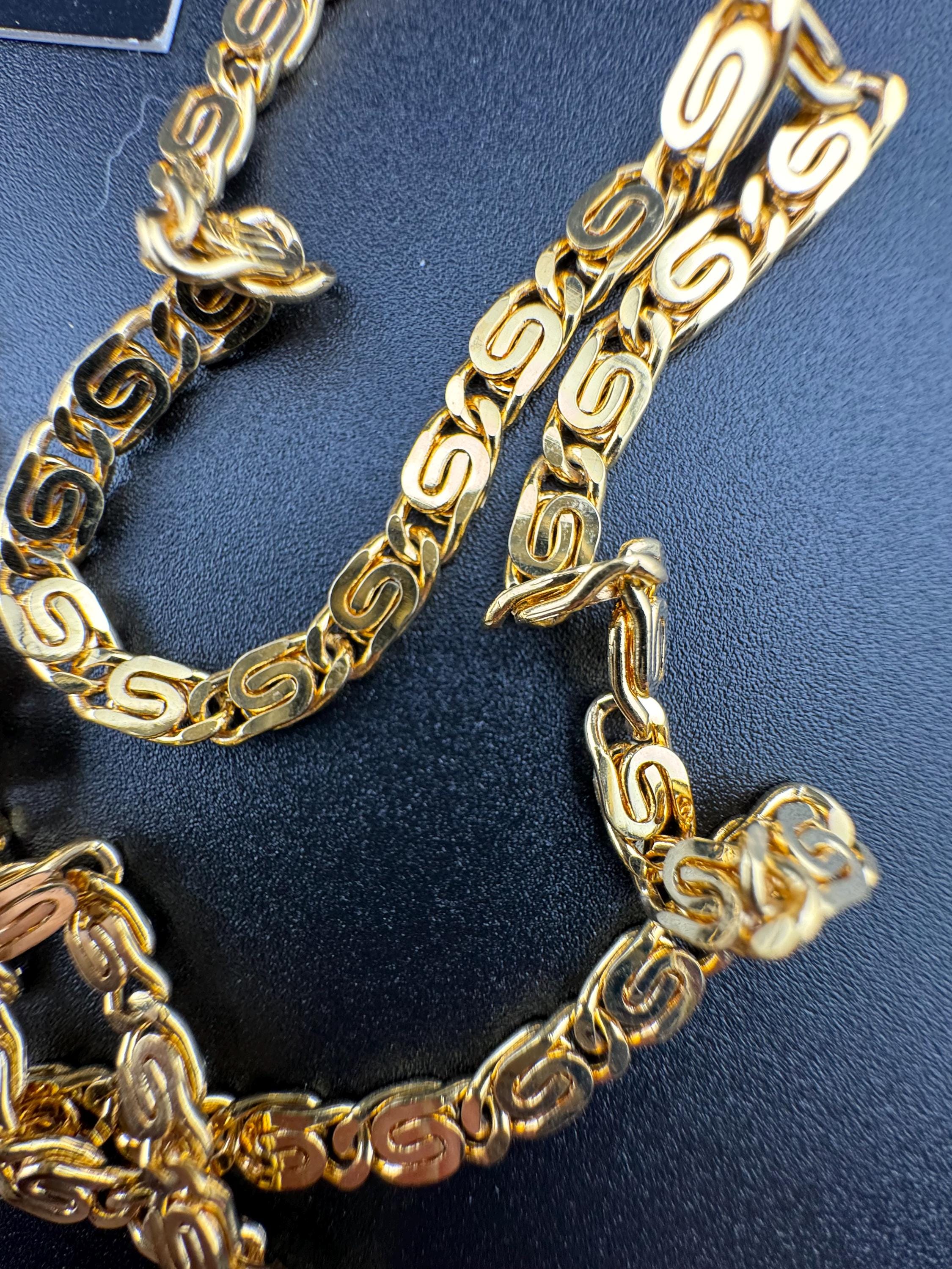 93cm 36.5 inch True Vintage gold plated long scroll link fancy chain layering necklace old shop stock frank usher