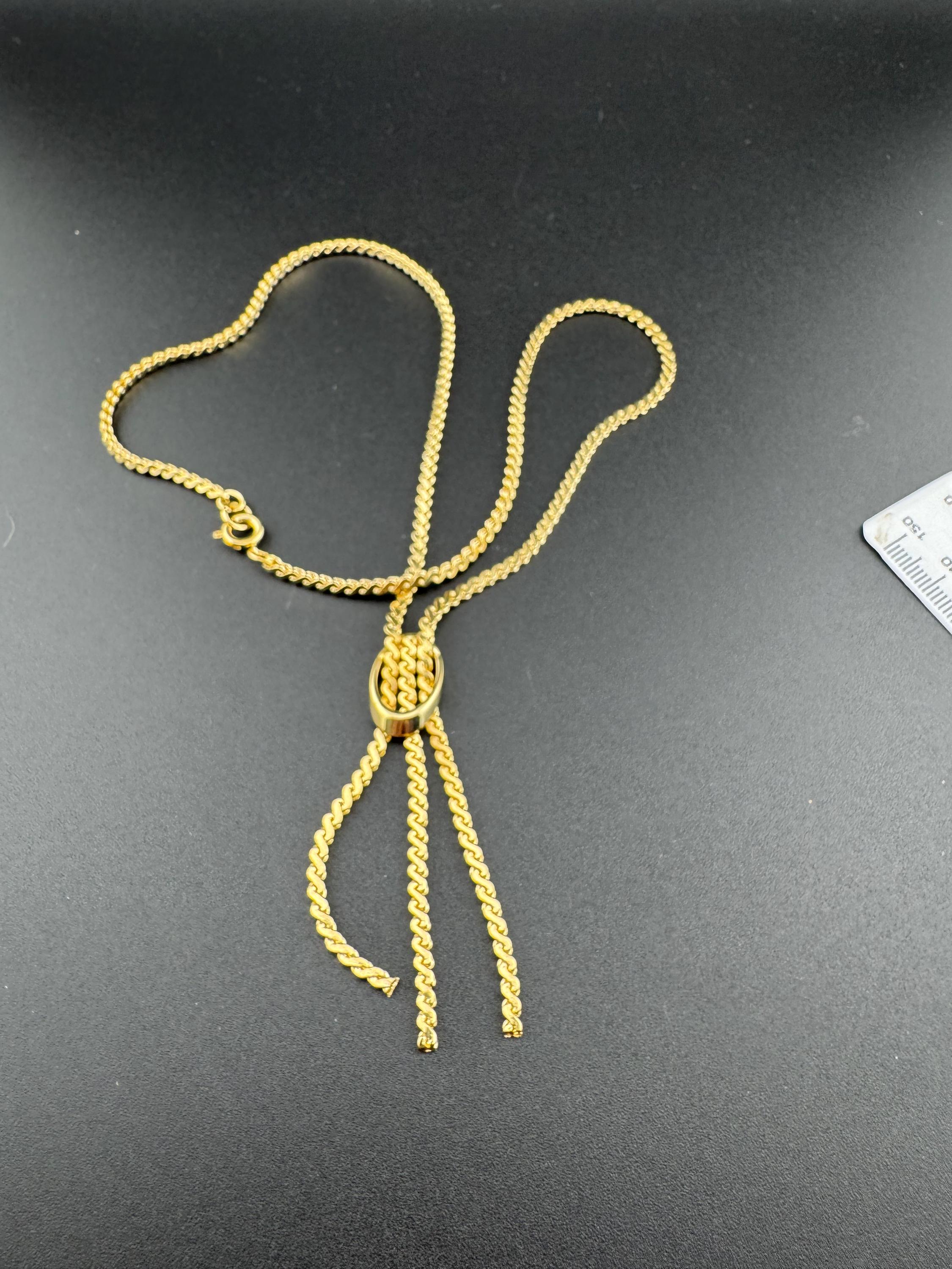 45cm Vintage 1970s serpentine chain gold plated lariat negligee drop necklace old shop stock