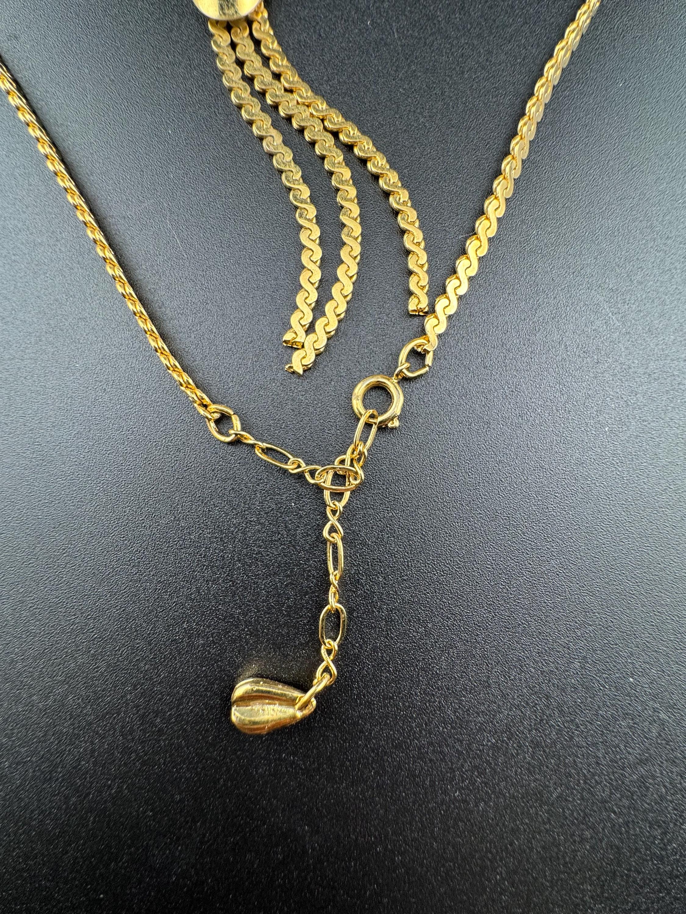 45-50cm Vintage 1970s serpentine chain gold plated lariat negligee drop necklace old shop stock