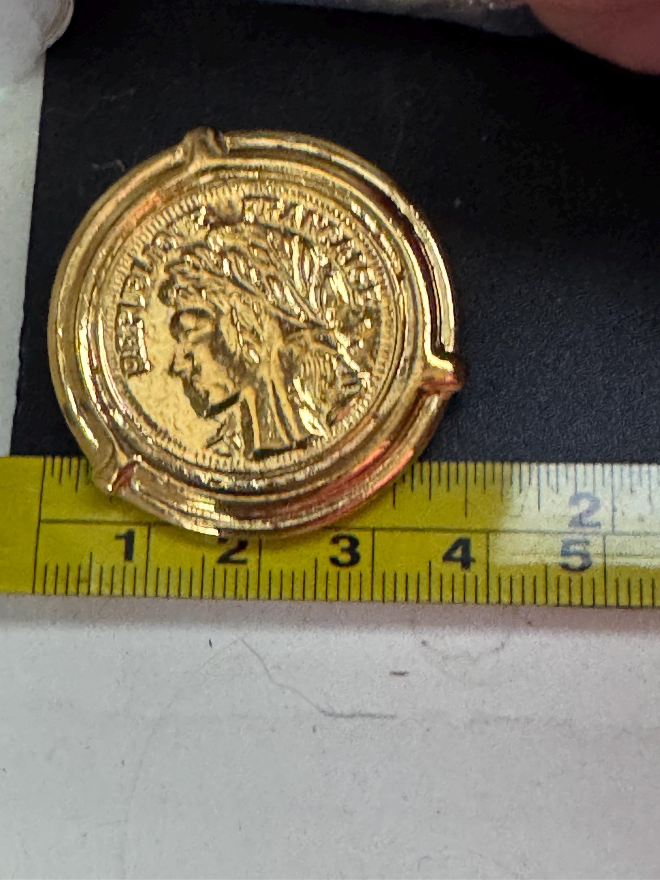 True vintage gold plated French coin large round Scarf Clip ring old shop stock