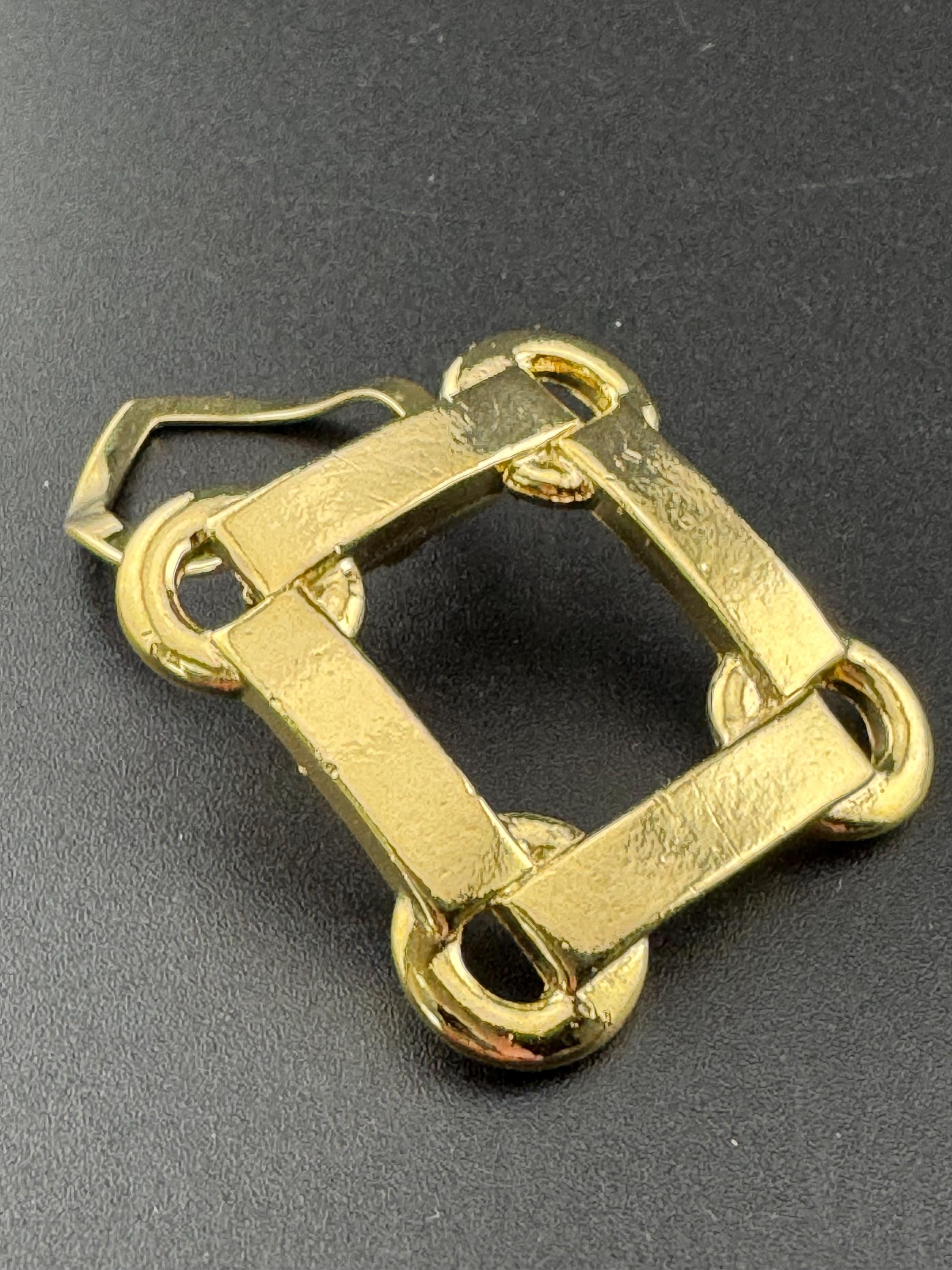 True vintage gold plated square equestrian style bit snaffle Scarf Clip ring old shop stock