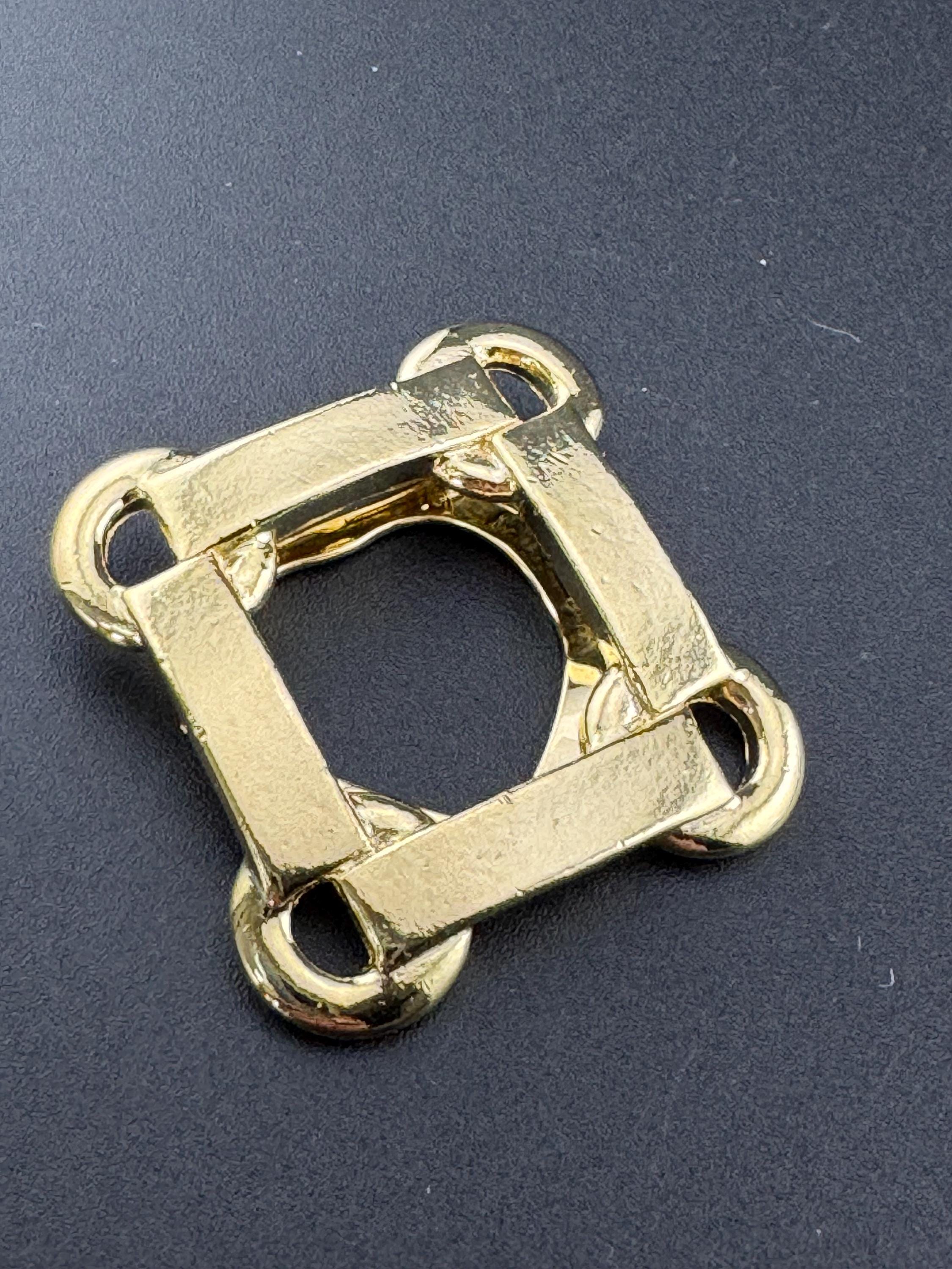 True vintage gold plated square equestrian style bit snaffle Scarf Clip ring old shop stock