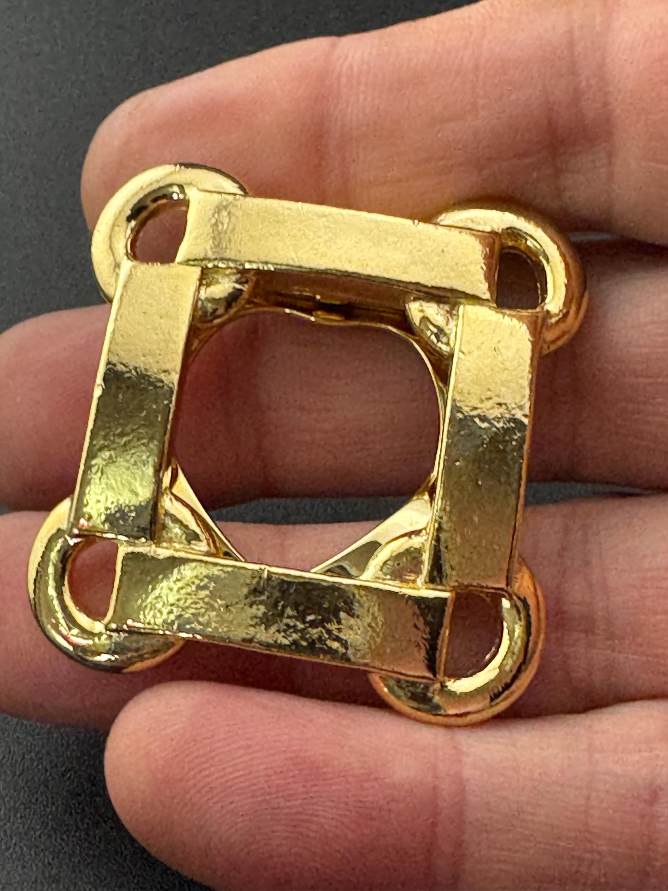 True vintage gold plated square equestrian style bit snaffle Scarf Clip ring old shop stock