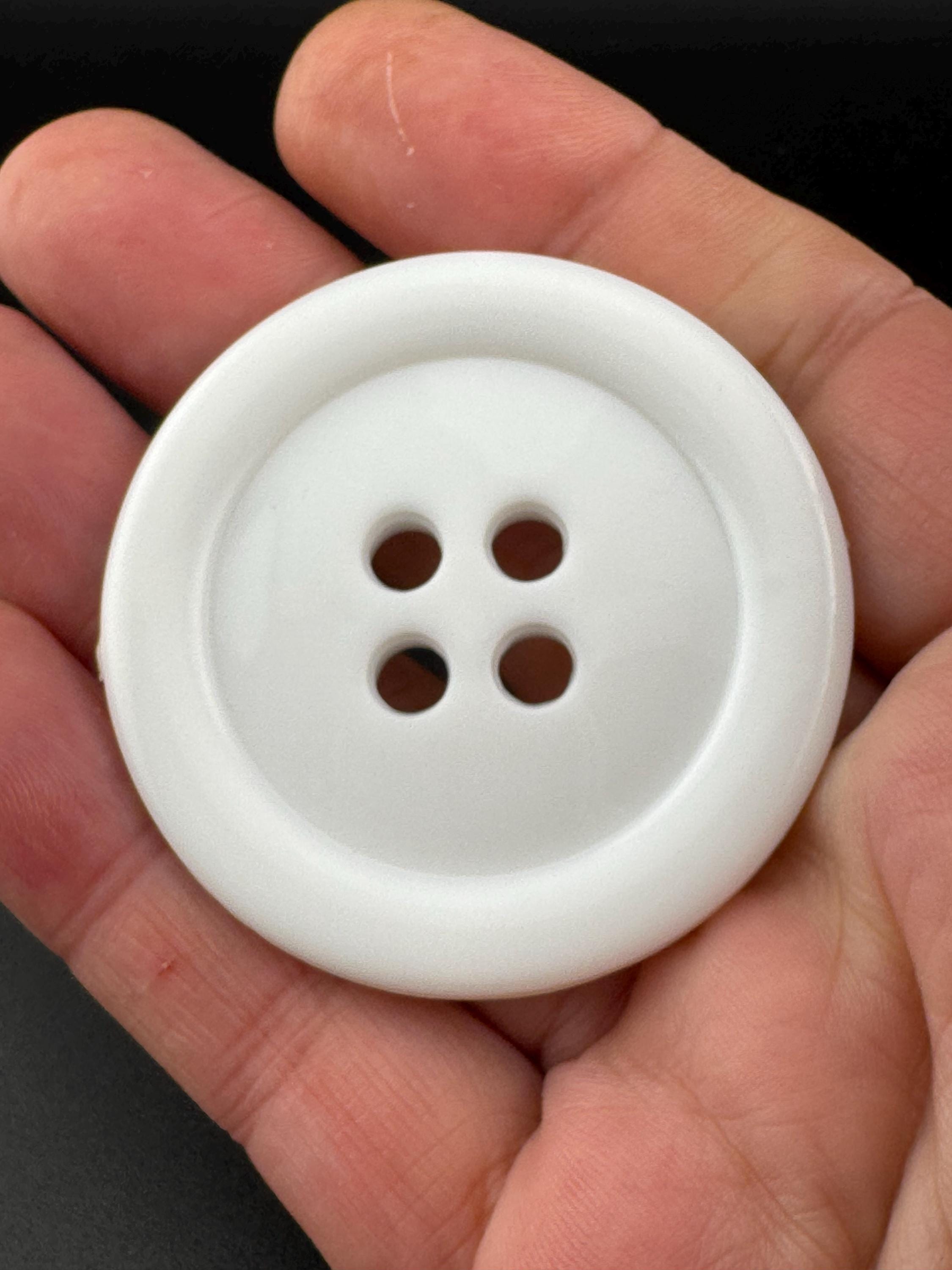 1 x XL 50mm 5cm large white round plastic button for sewing 4 hole clown suit