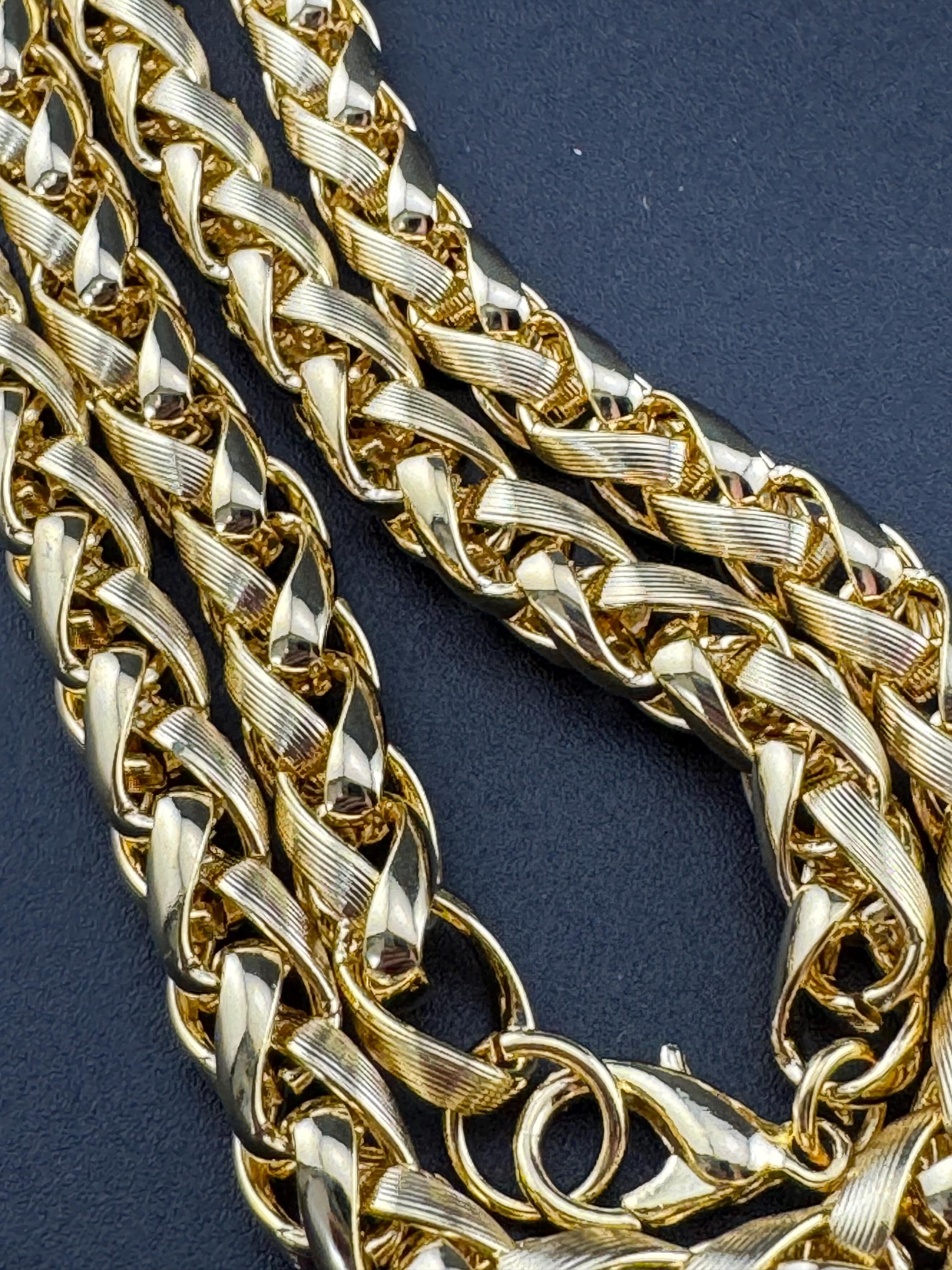 41cm Retro 1980s 7mm thick wheat link gold plated short layering chain