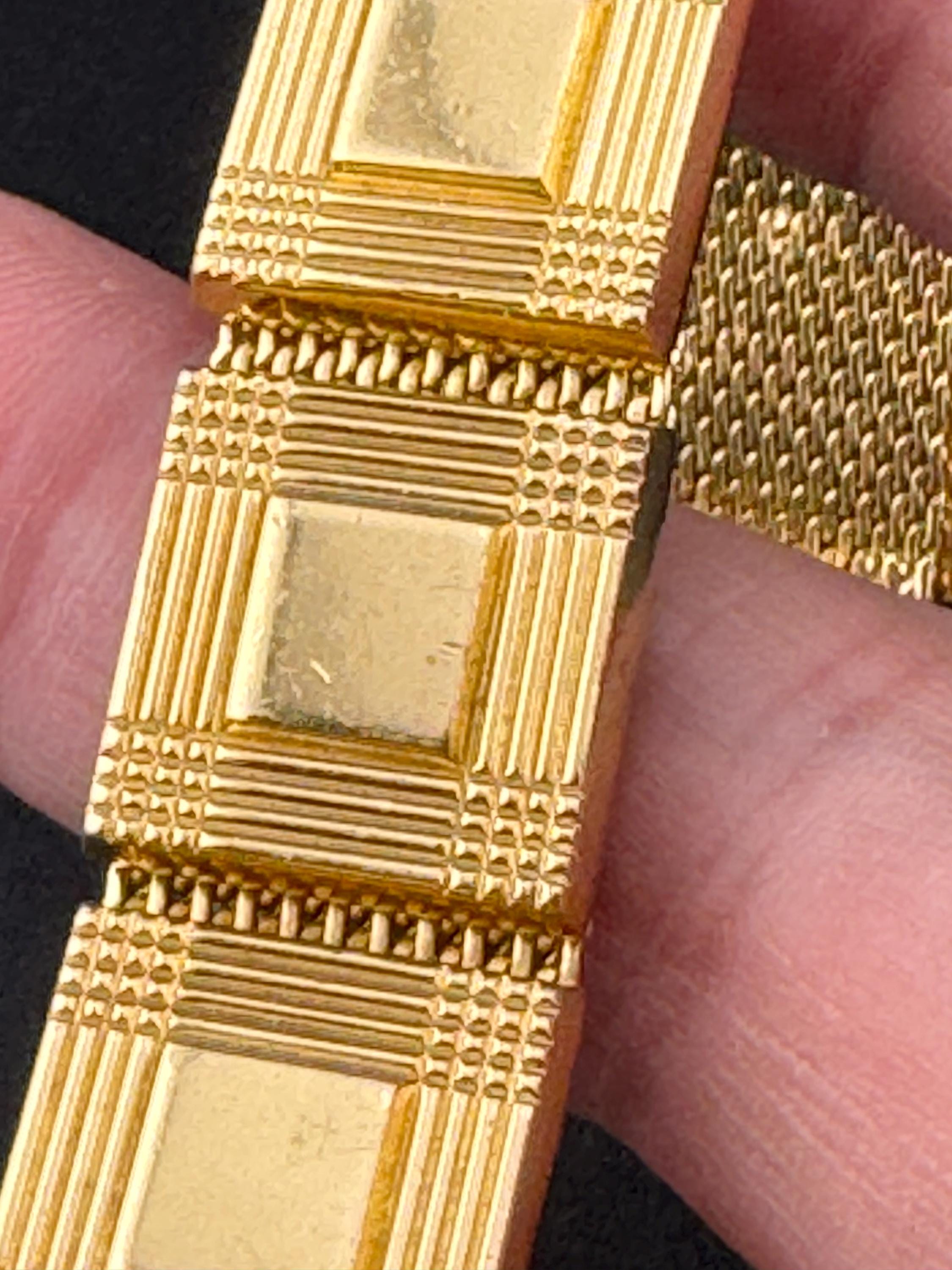 Henkel & Grosse gold plated Vintage Designer wide geometric panel link bracelet Modernist 1962 fabulous condition