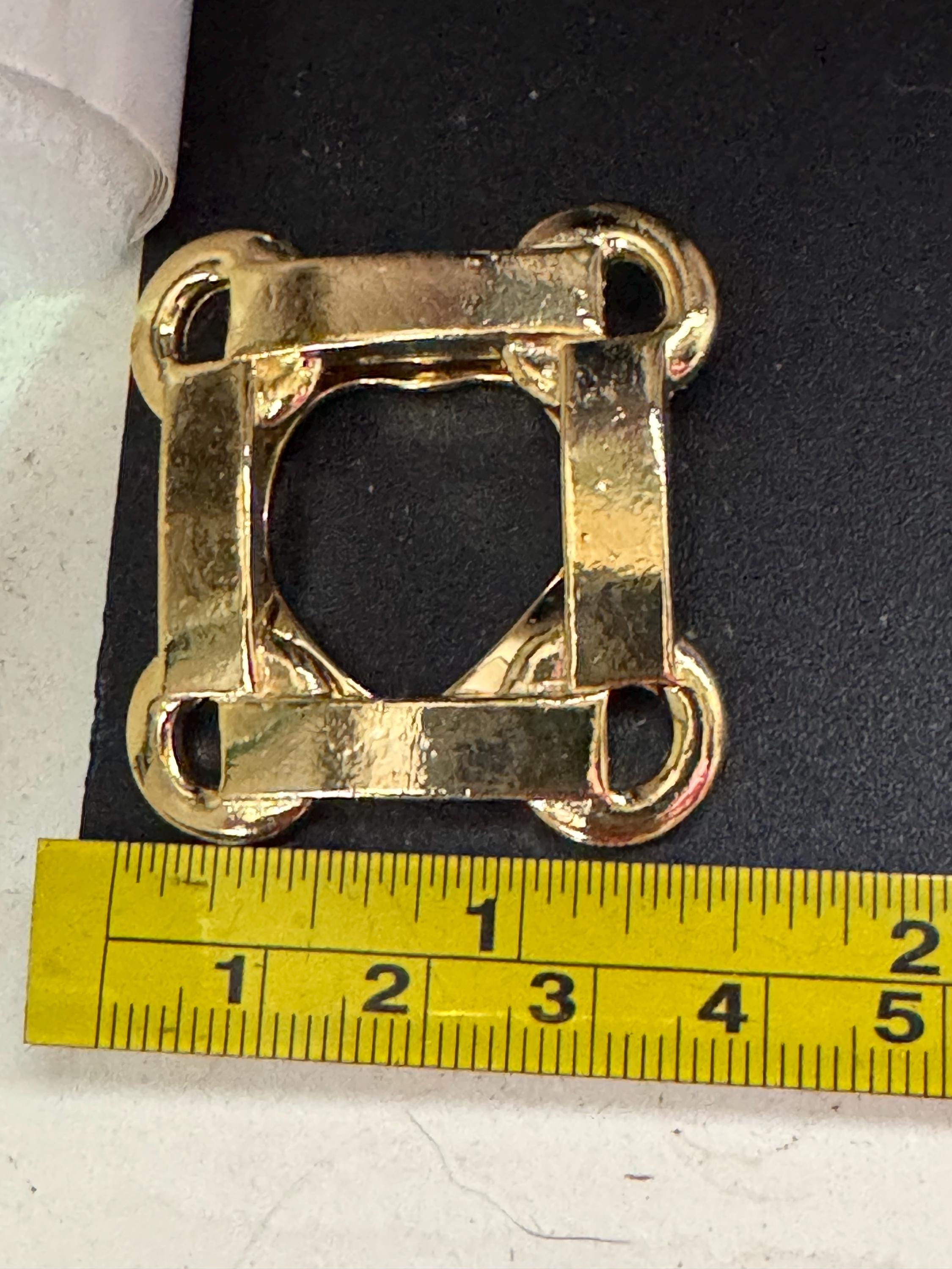 True vintage gold plated square equestrian style bit snaffle Scarf Clip ring old shop stock