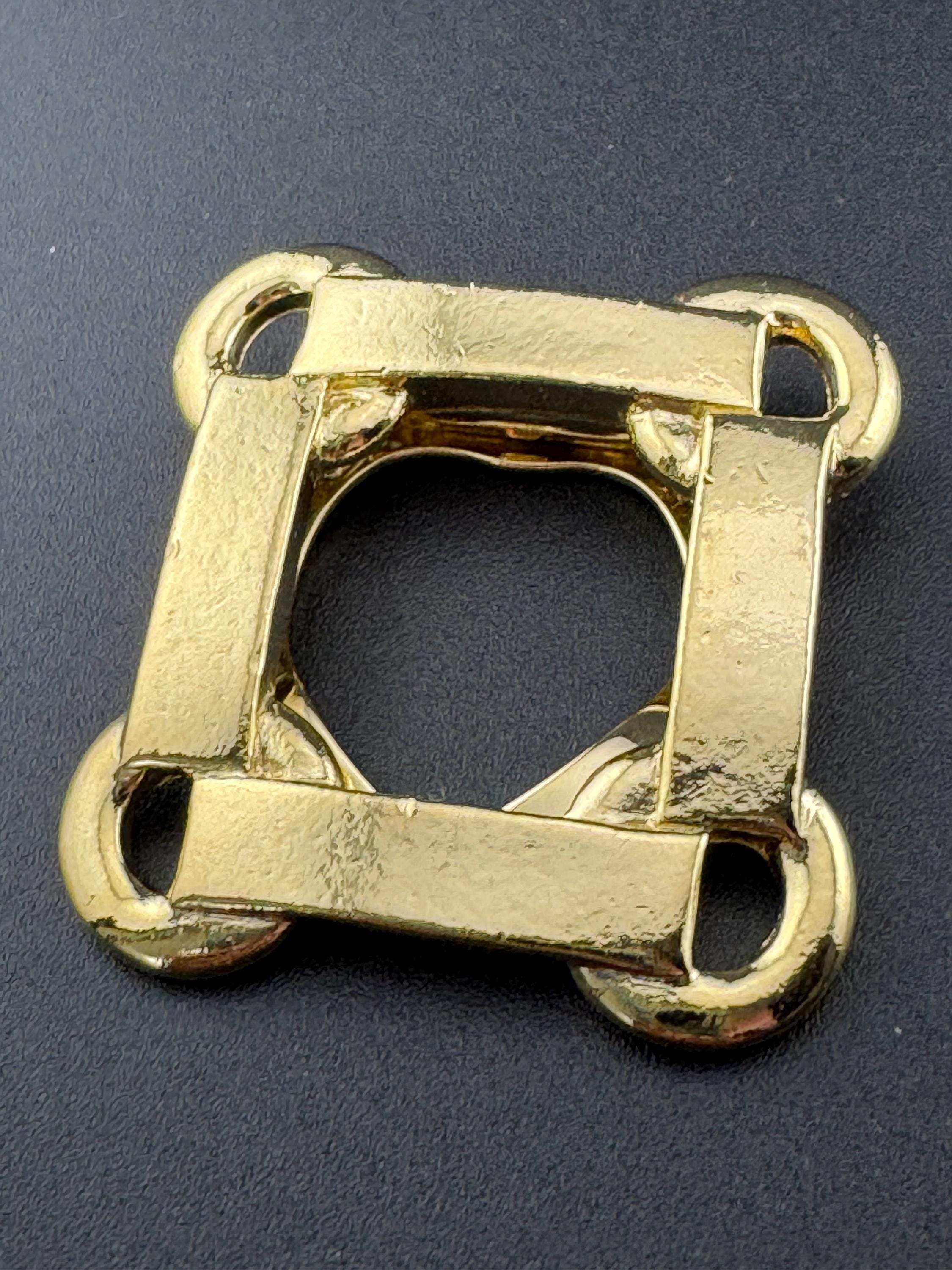 True vintage gold plated square equestrian style bit snaffle Scarf Clip ring old shop stock