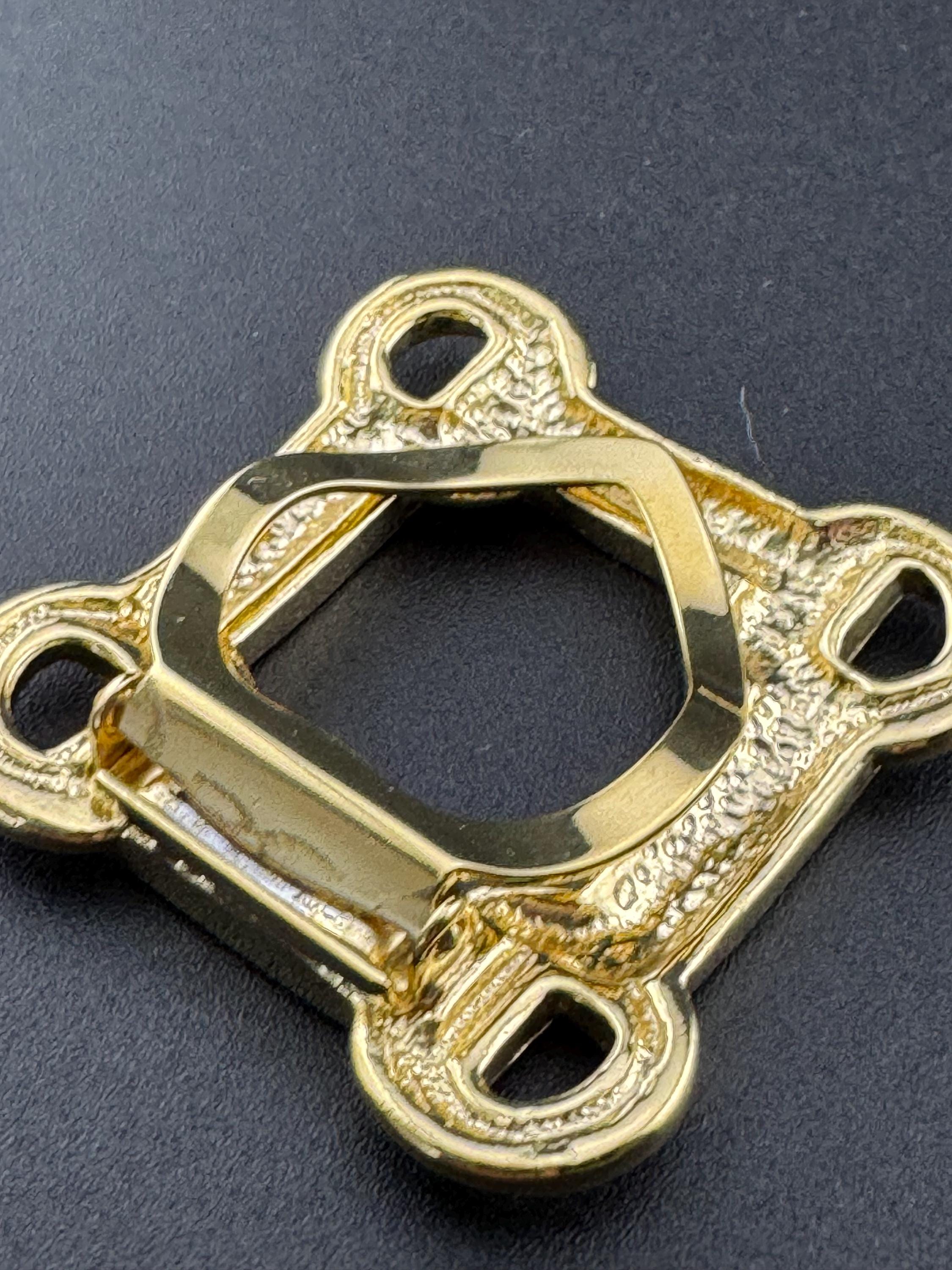 True vintage gold plated square equestrian style bit snaffle Scarf Clip ring old shop stock