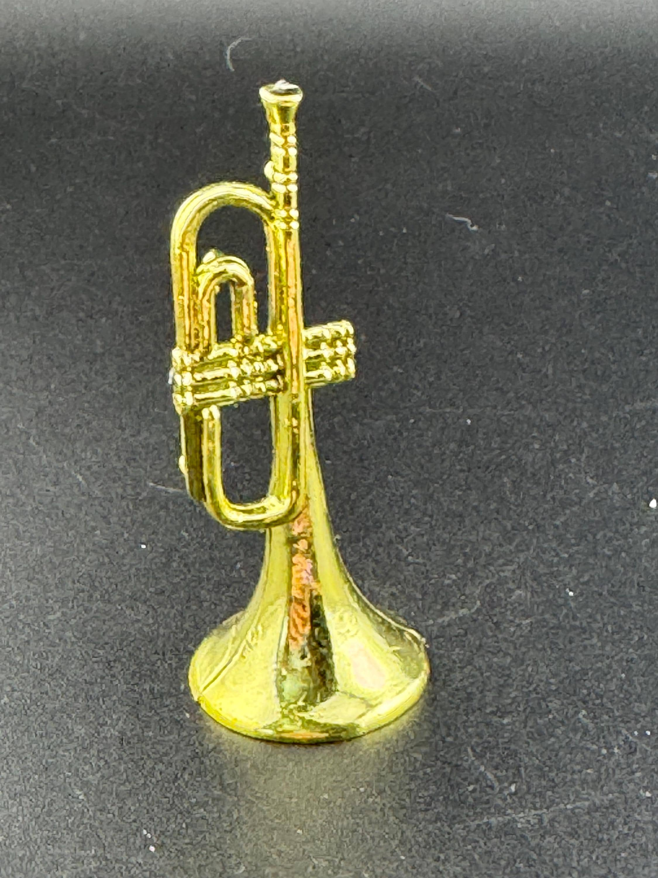 miniature gold trumpet birthday cake topper  musical instruments baking craft decorations