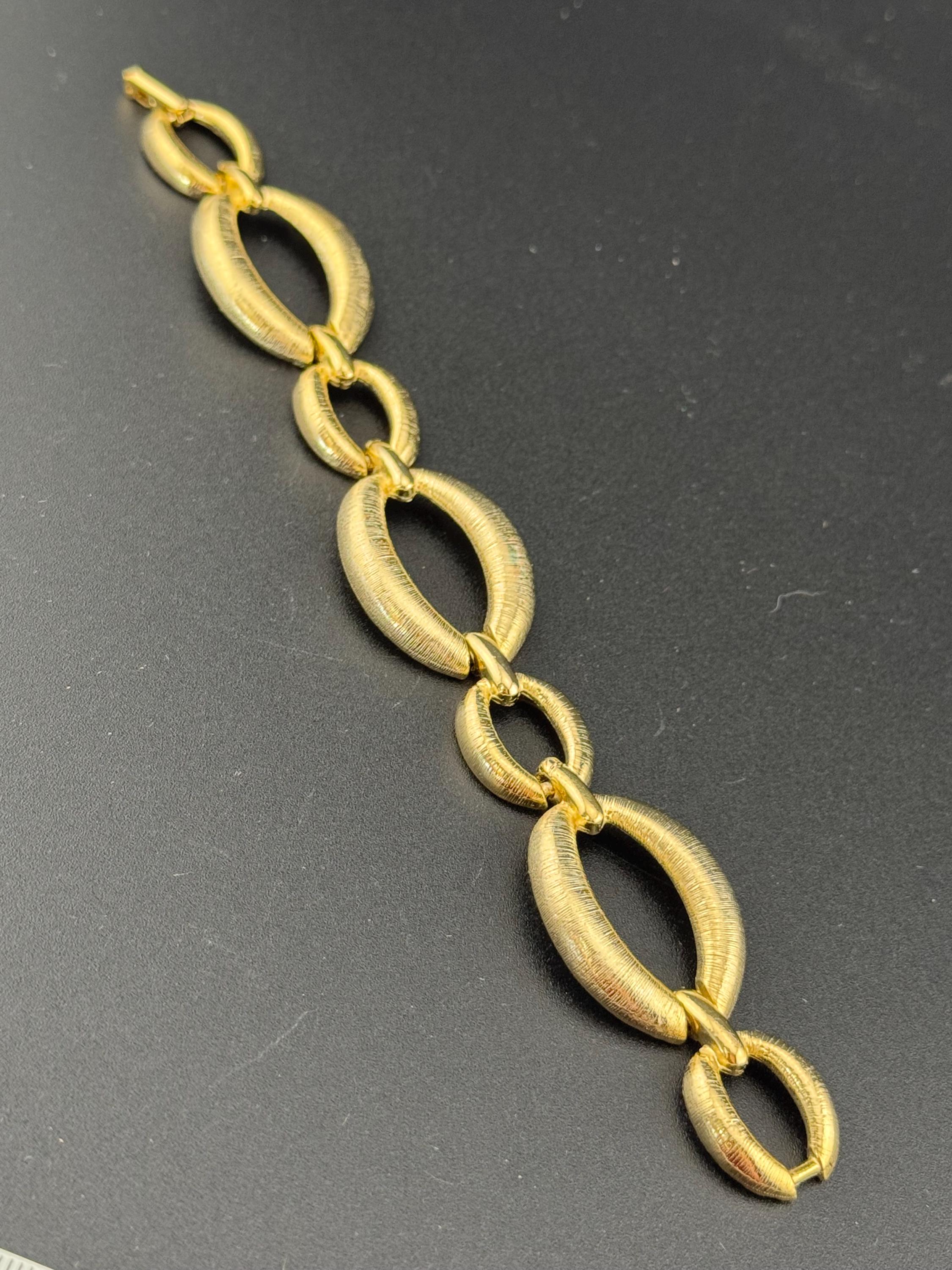 Vintage Matt gold tone modernist chunky panel link bracelet unworn 90s deadstock