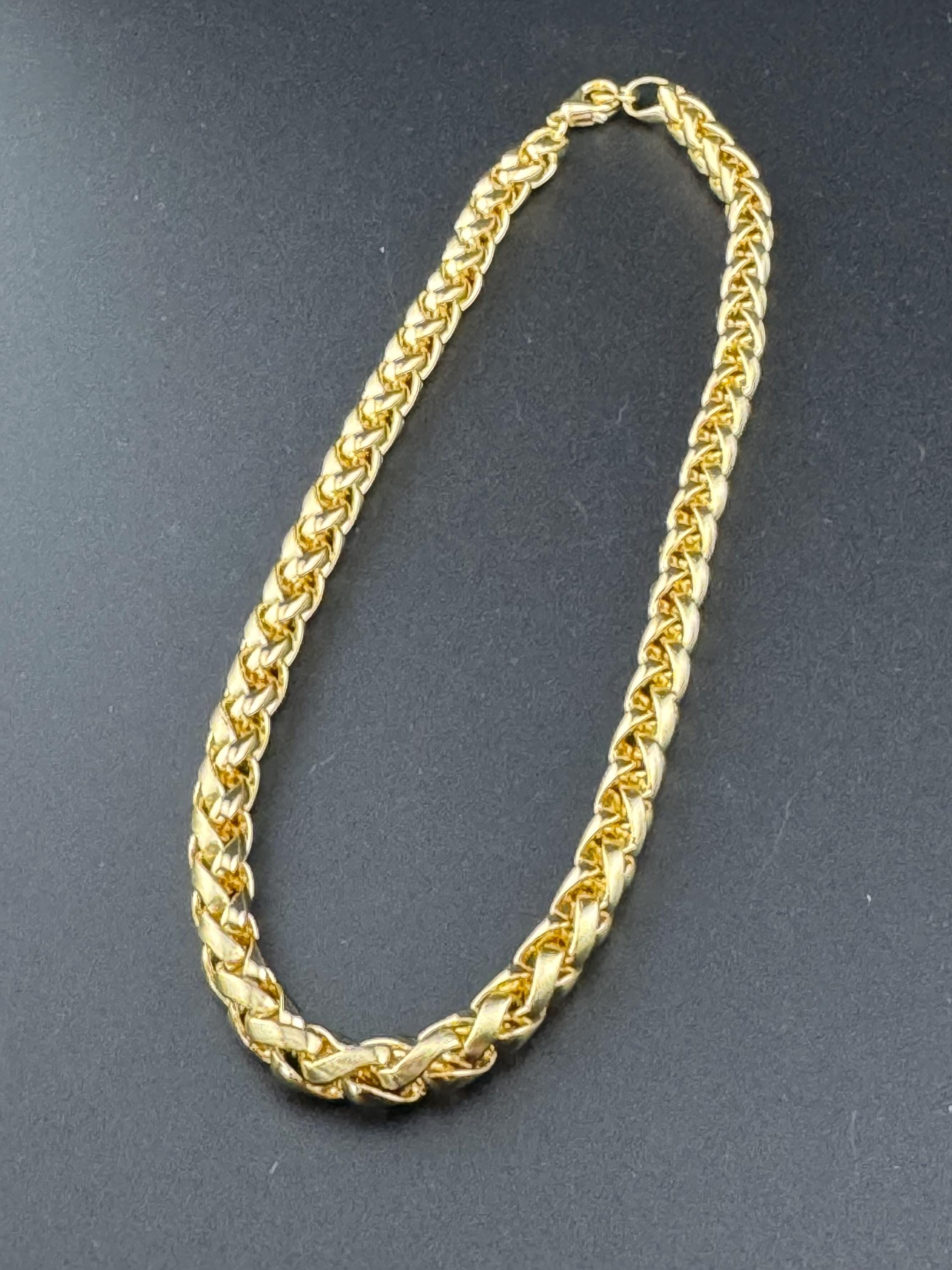 41cm Retro 1980s 7mm thick wheat link gold plated short layering chain