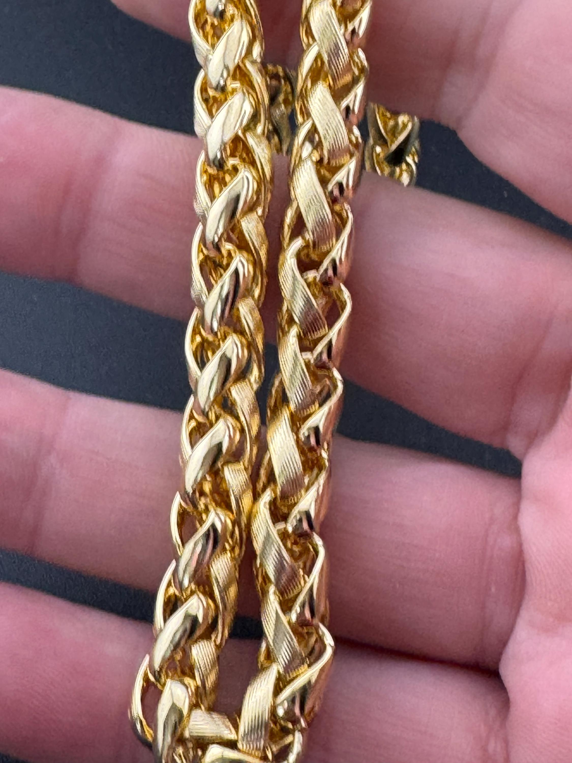 41cm Retro 1980s 7mm thick wheat link gold plated short layering chain