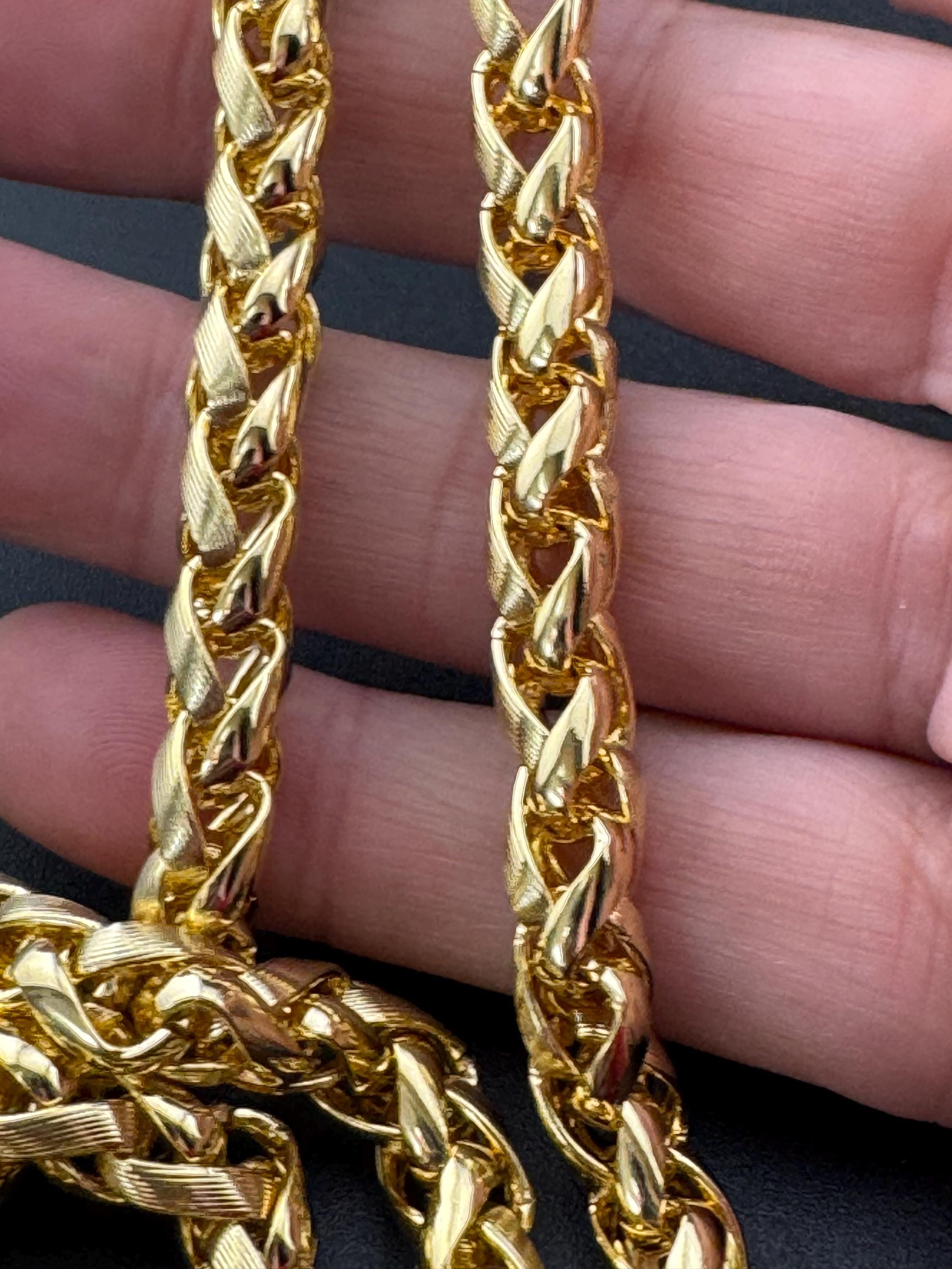 41cm Retro 1980s 7mm thick wheat link gold plated short layering chain