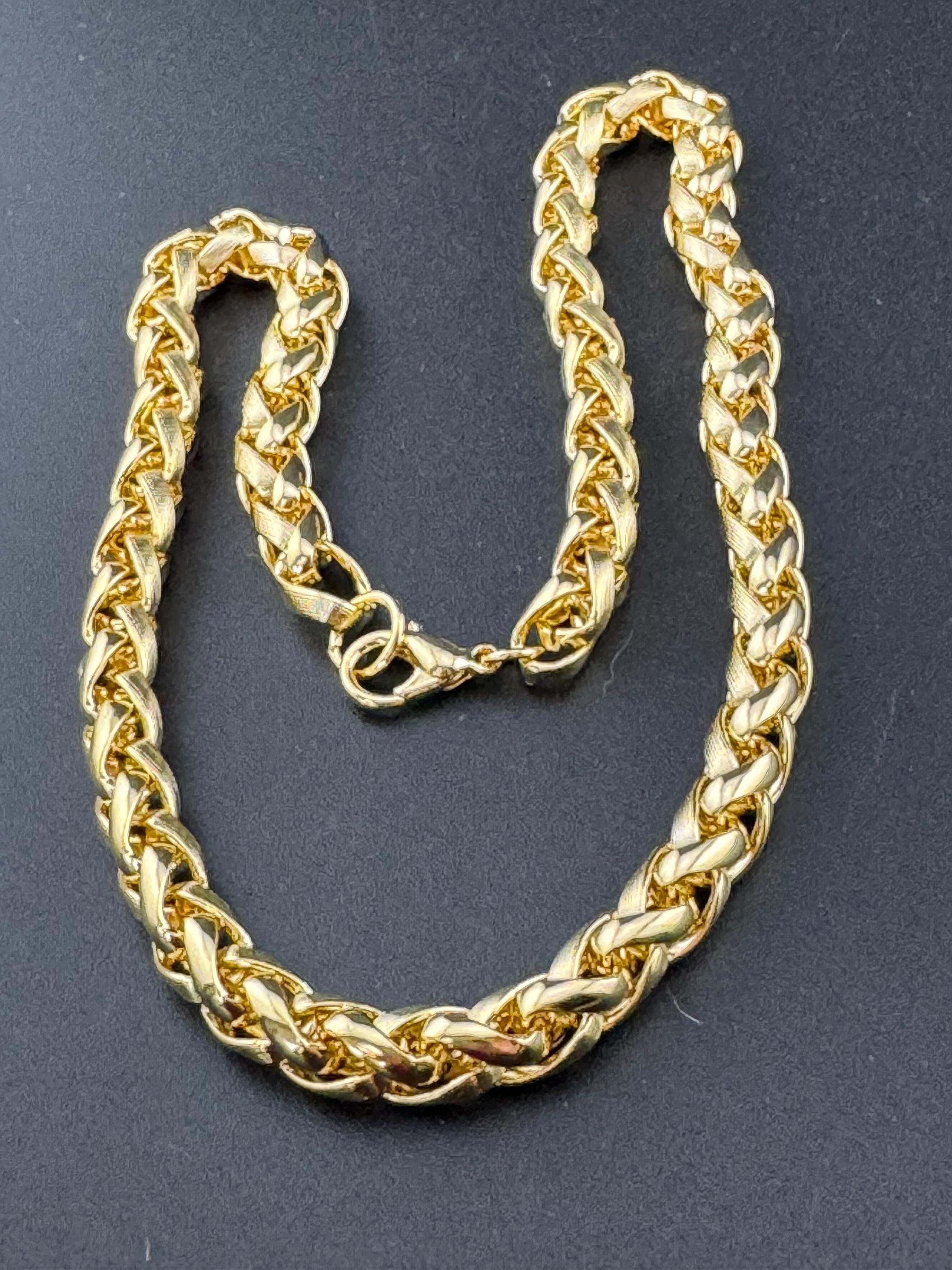 41cm Retro 1980s 7mm thick wheat link gold plated short layering chain