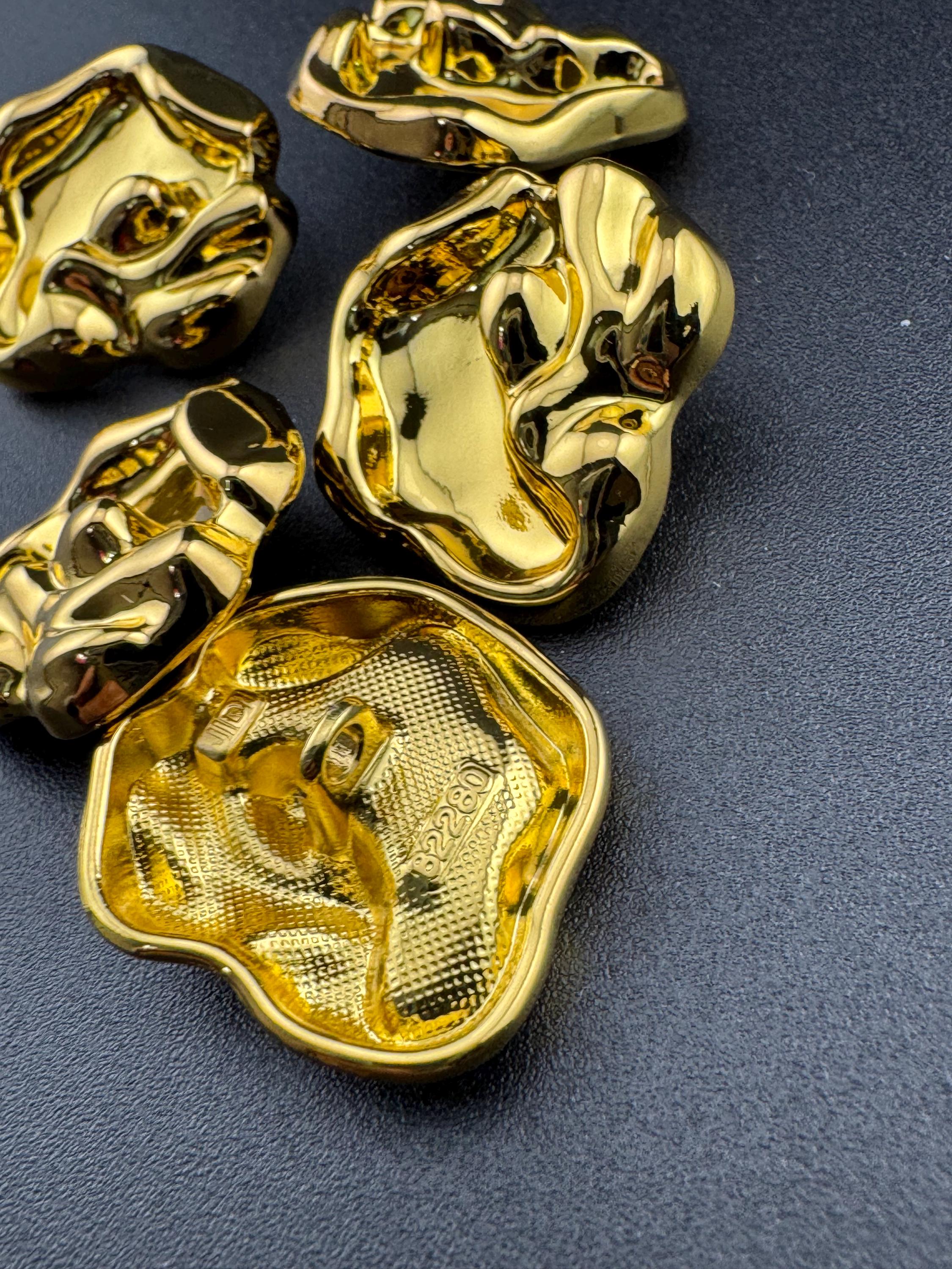 23mm gold tone irregular shaped metal buttons 5 pack abstract design