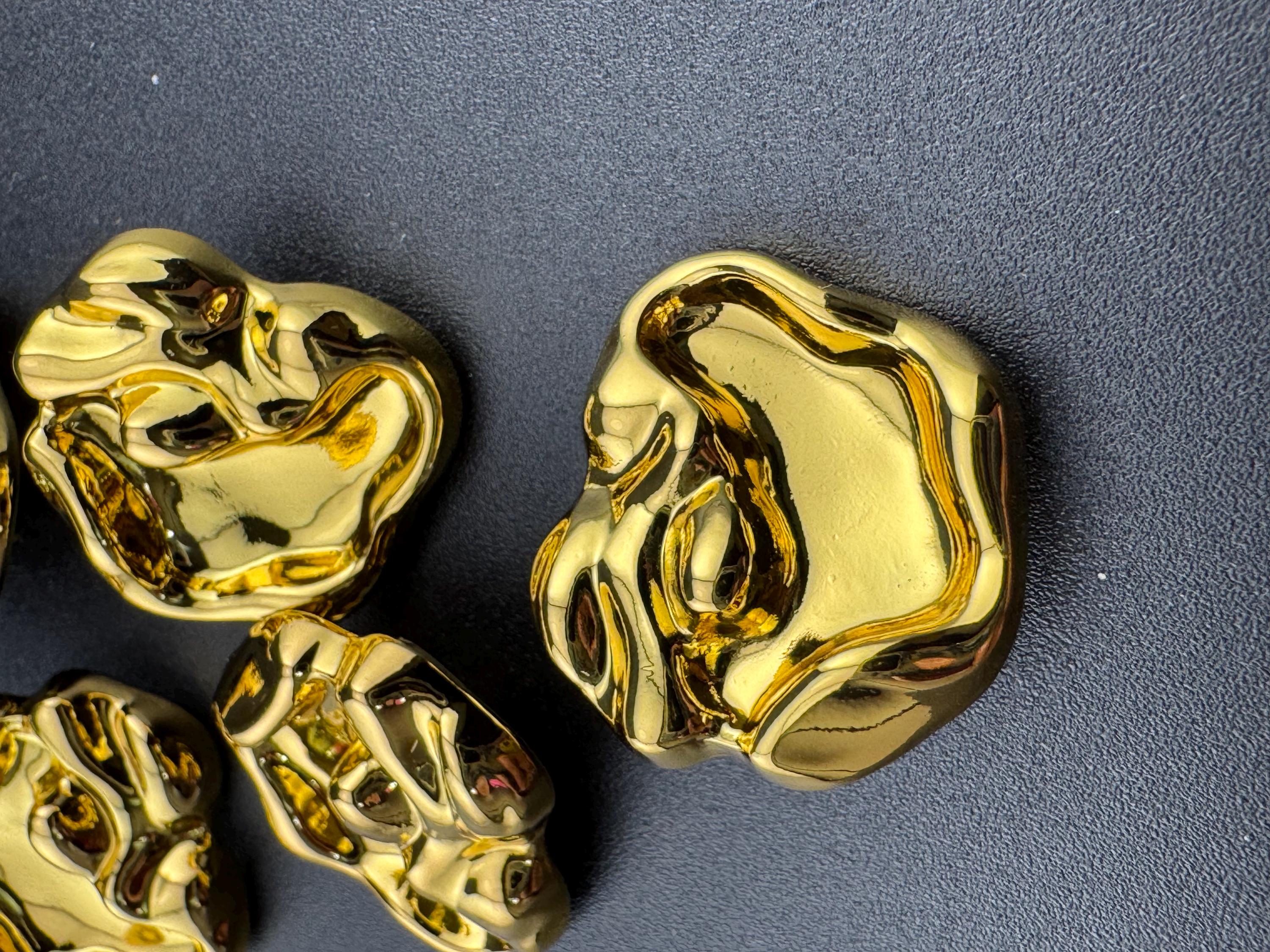 23mm gold tone irregular shaped metal buttons 5 pack abstract design