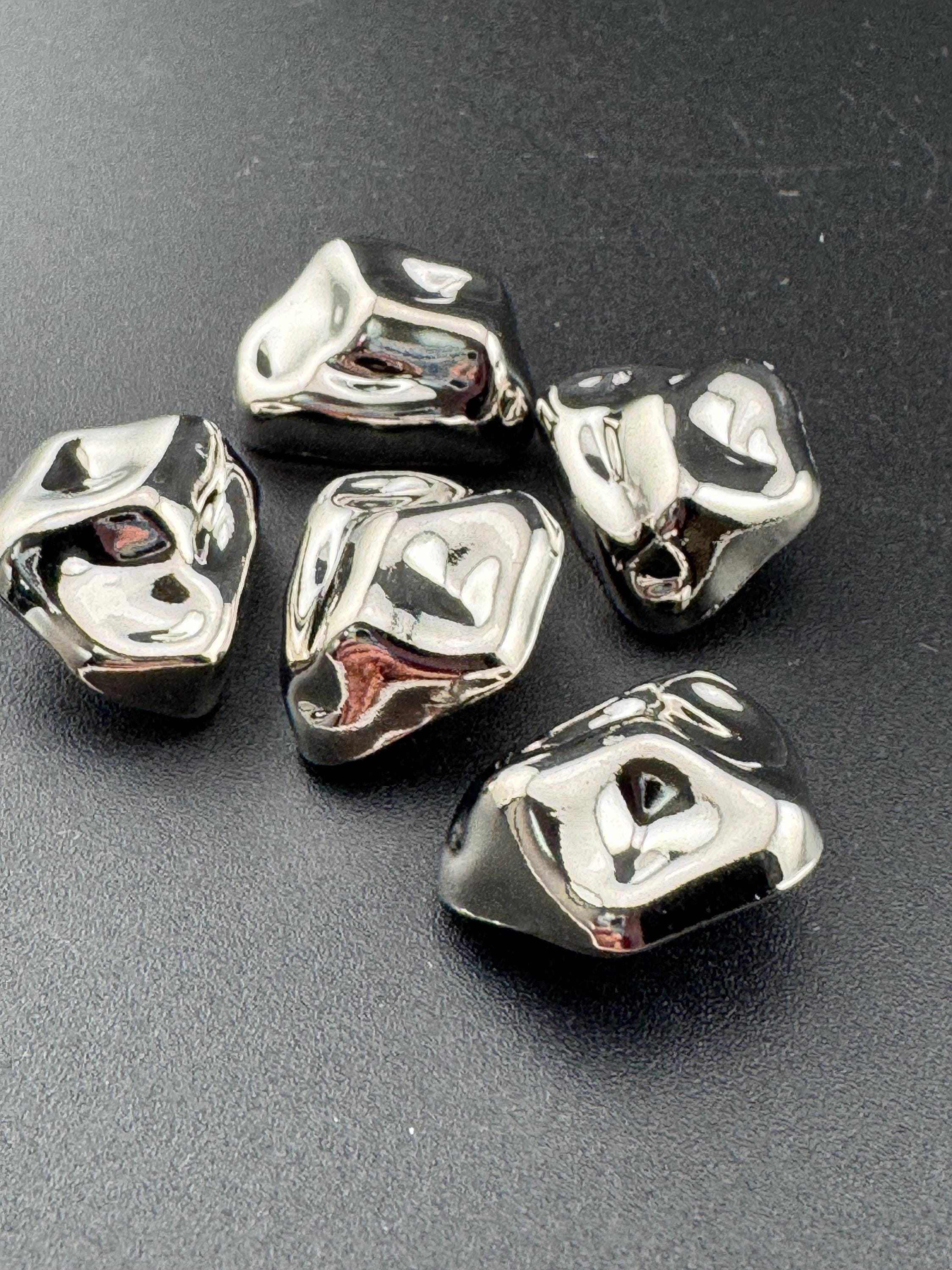 23mm silver tone irregular rectangular shaped metal buttons 5 pack