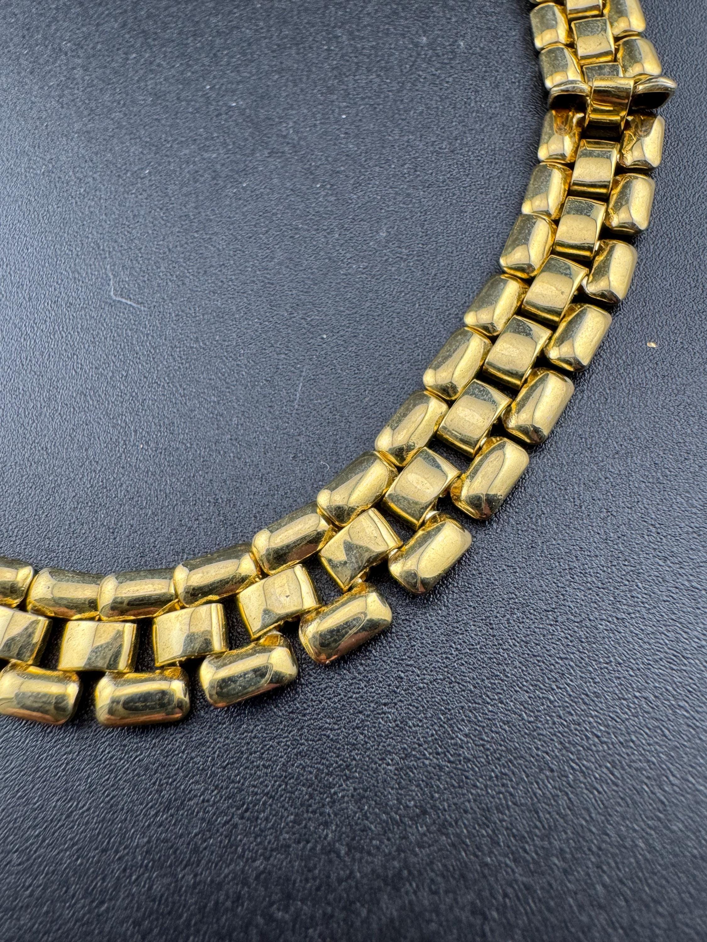 Retro 1980s slim panther link gold tone choker necklace