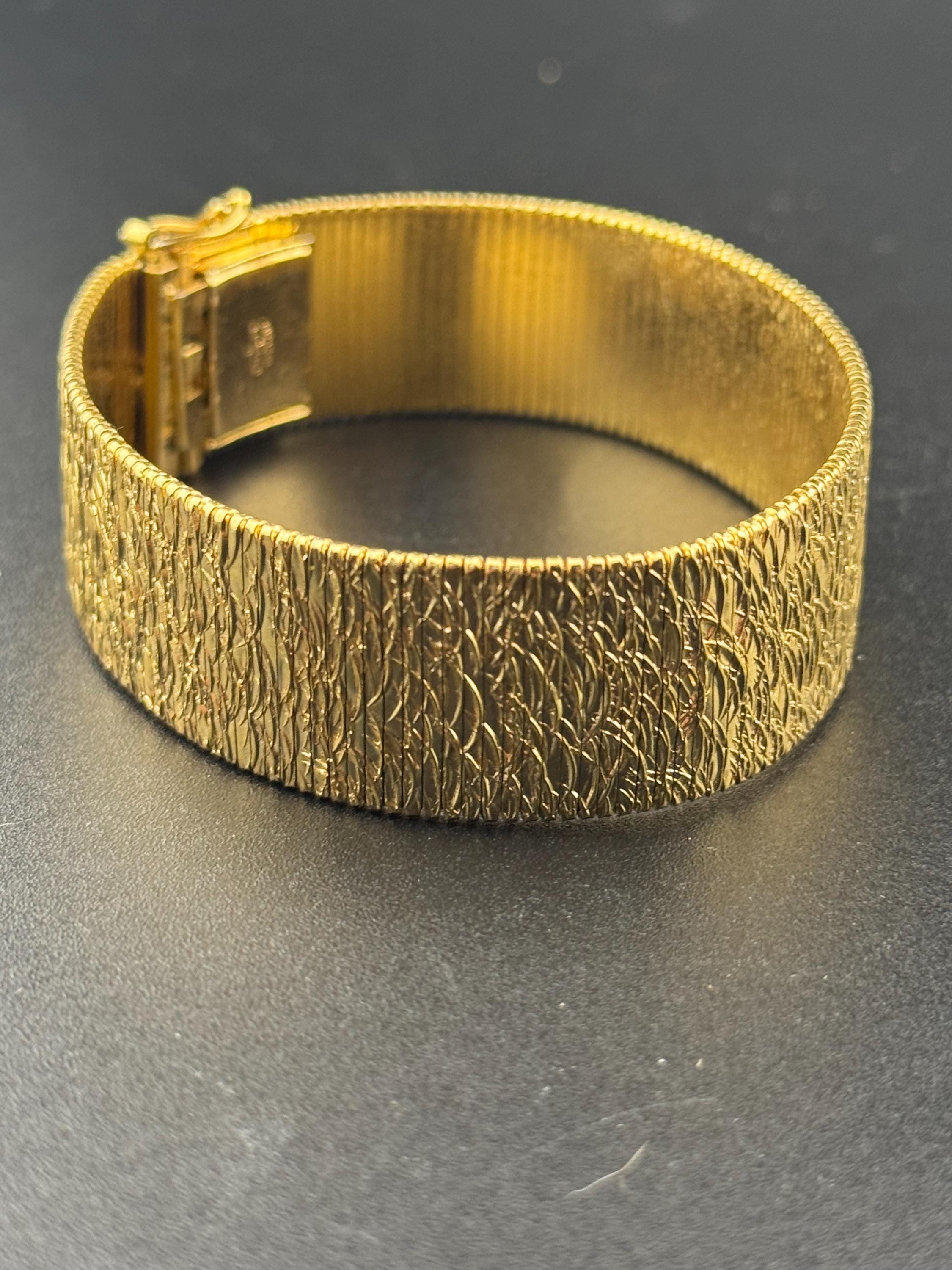 Henkel & Grosse gold plated Vintage Designer wide link gold plated articulated cuff Bracelet Modernist 1965 Germany