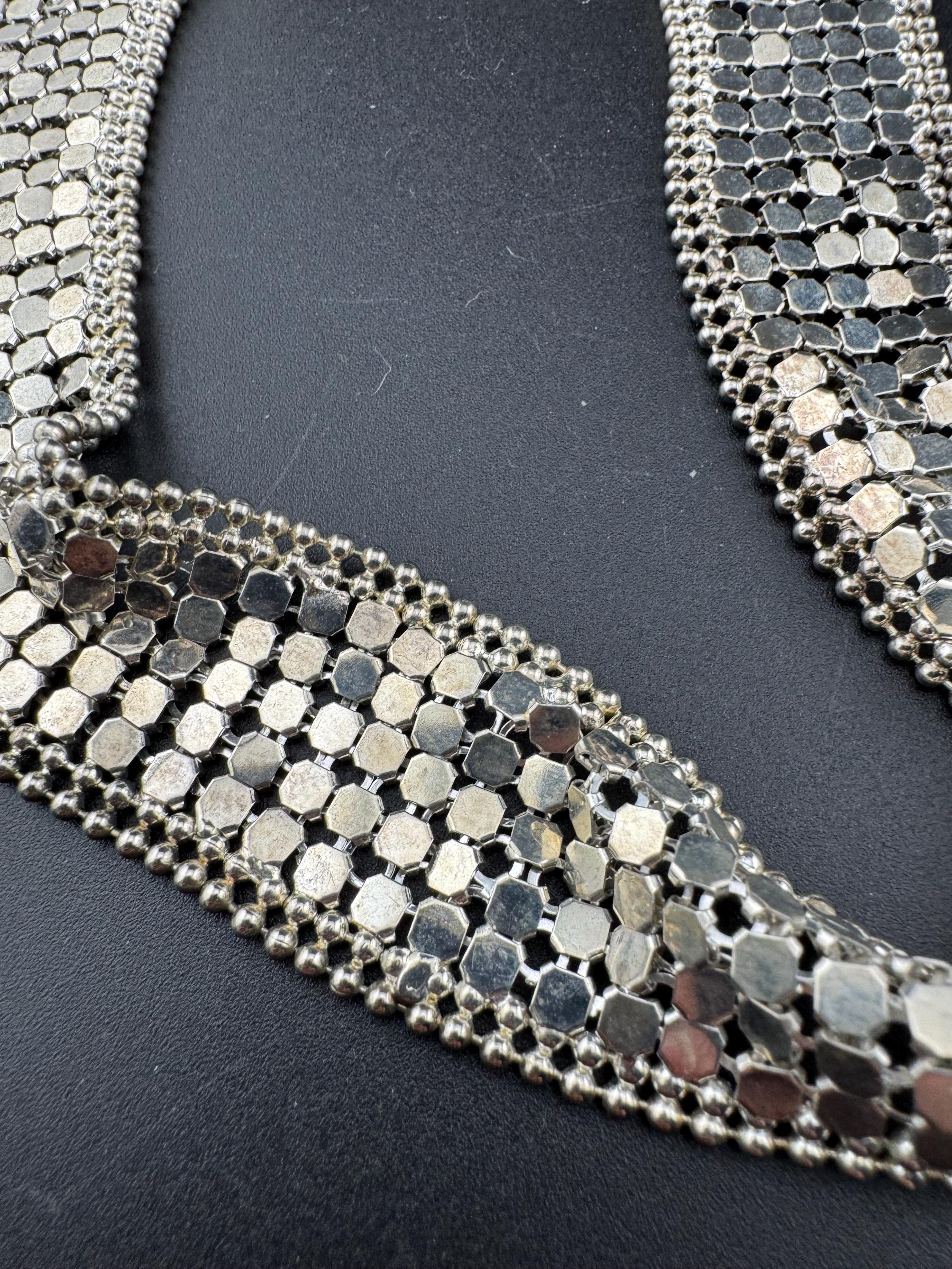 vintage retro chain mail mesh link heavy weight silver tone chain belt adjustable to 112cm