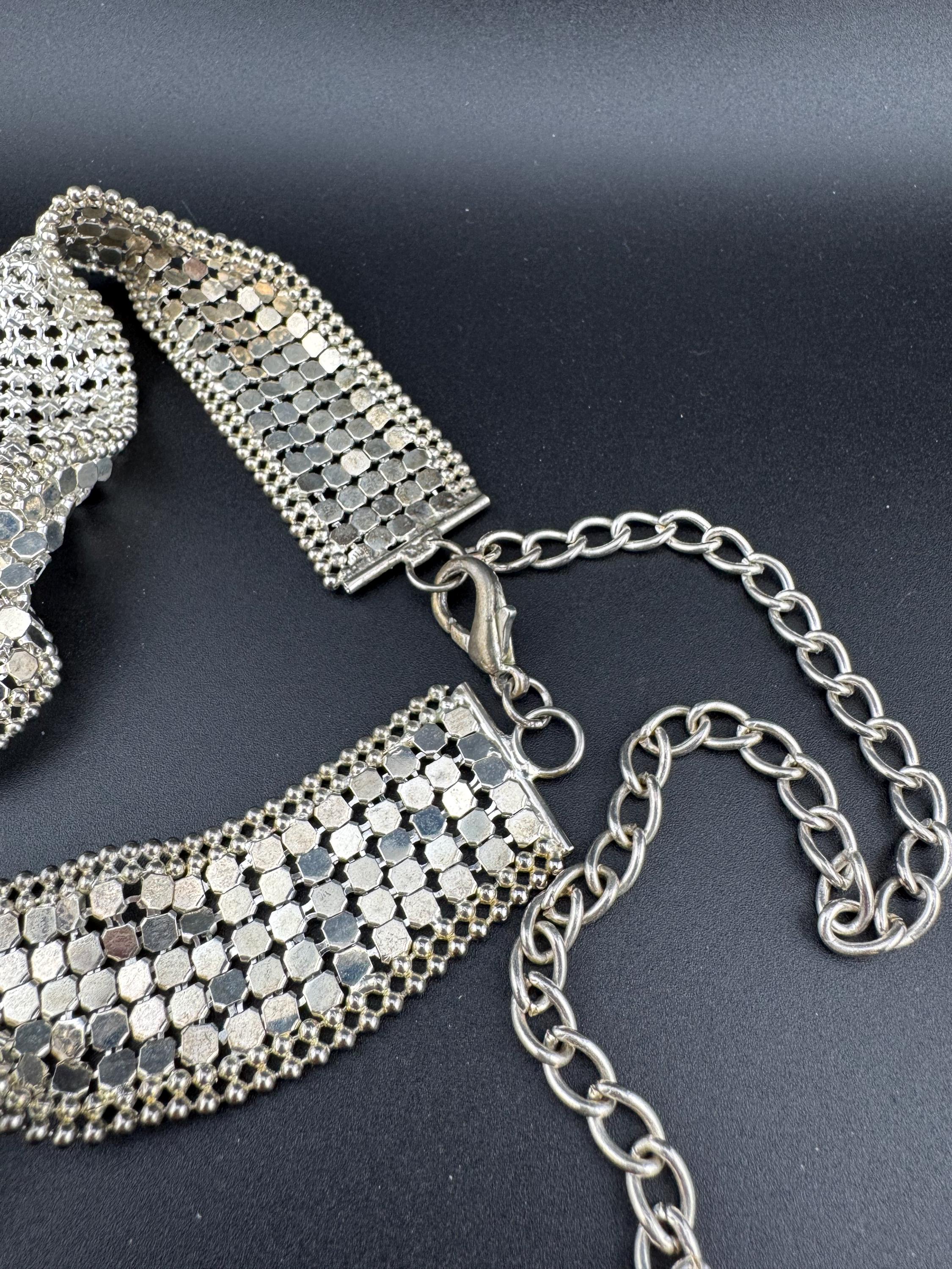 vintage retro chain mail mesh link heavy weight silver tone chain belt adjustable to 112cm