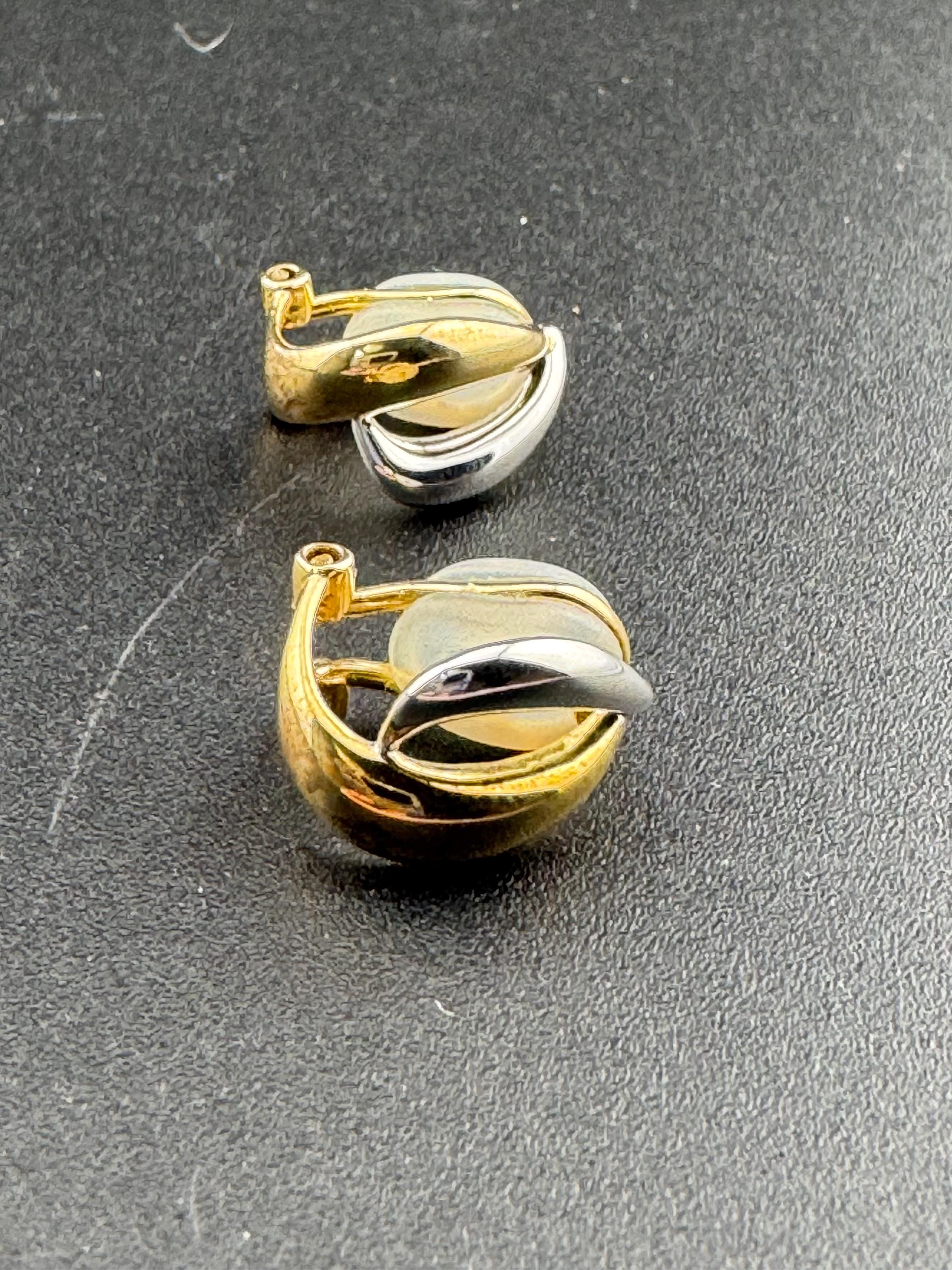 Vintage 925 small sterling silver and gold tone elegant dainty clip on earrings