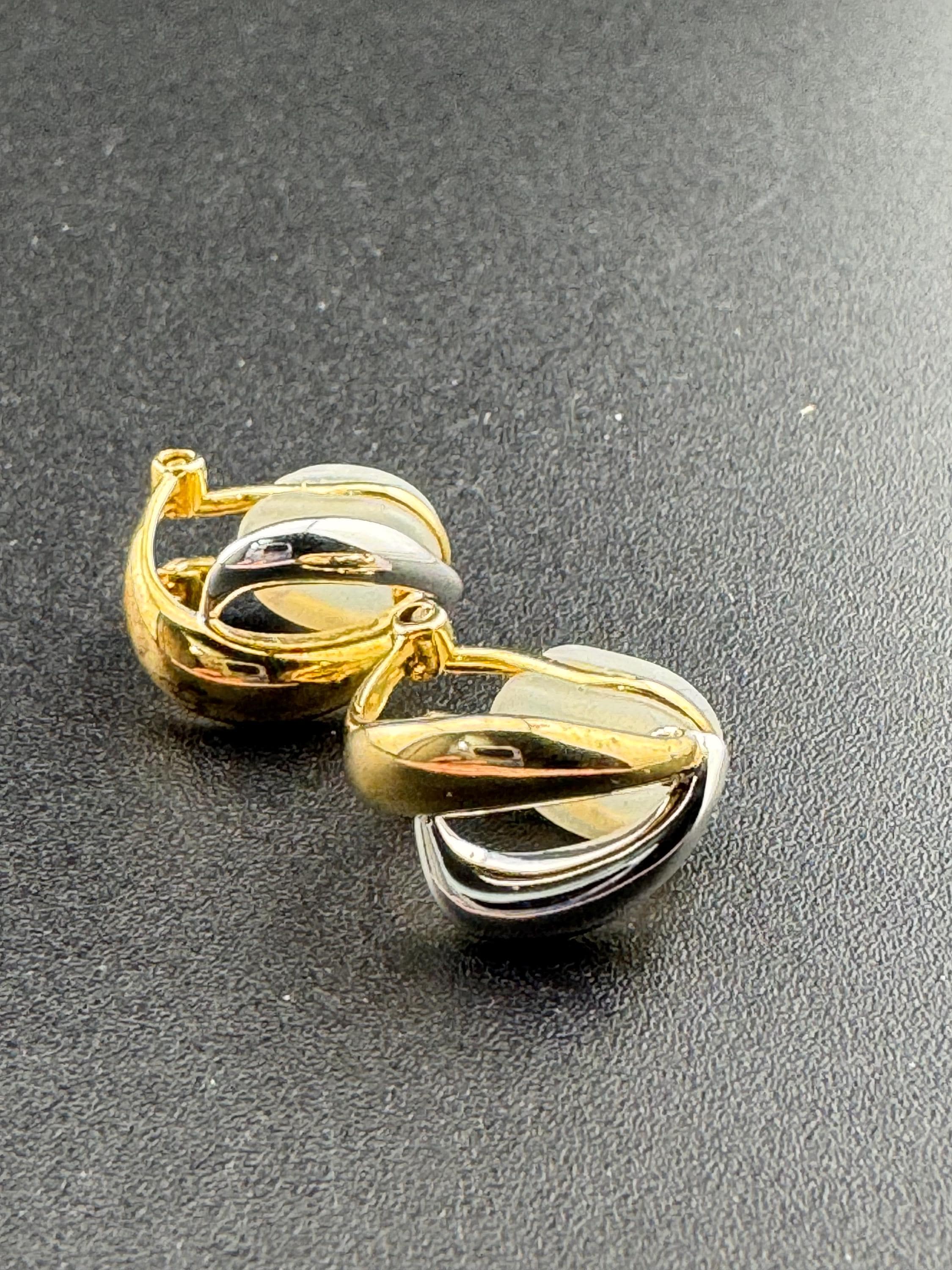 Vintage 925 small sterling silver and gold tone elegant dainty clip on earrings