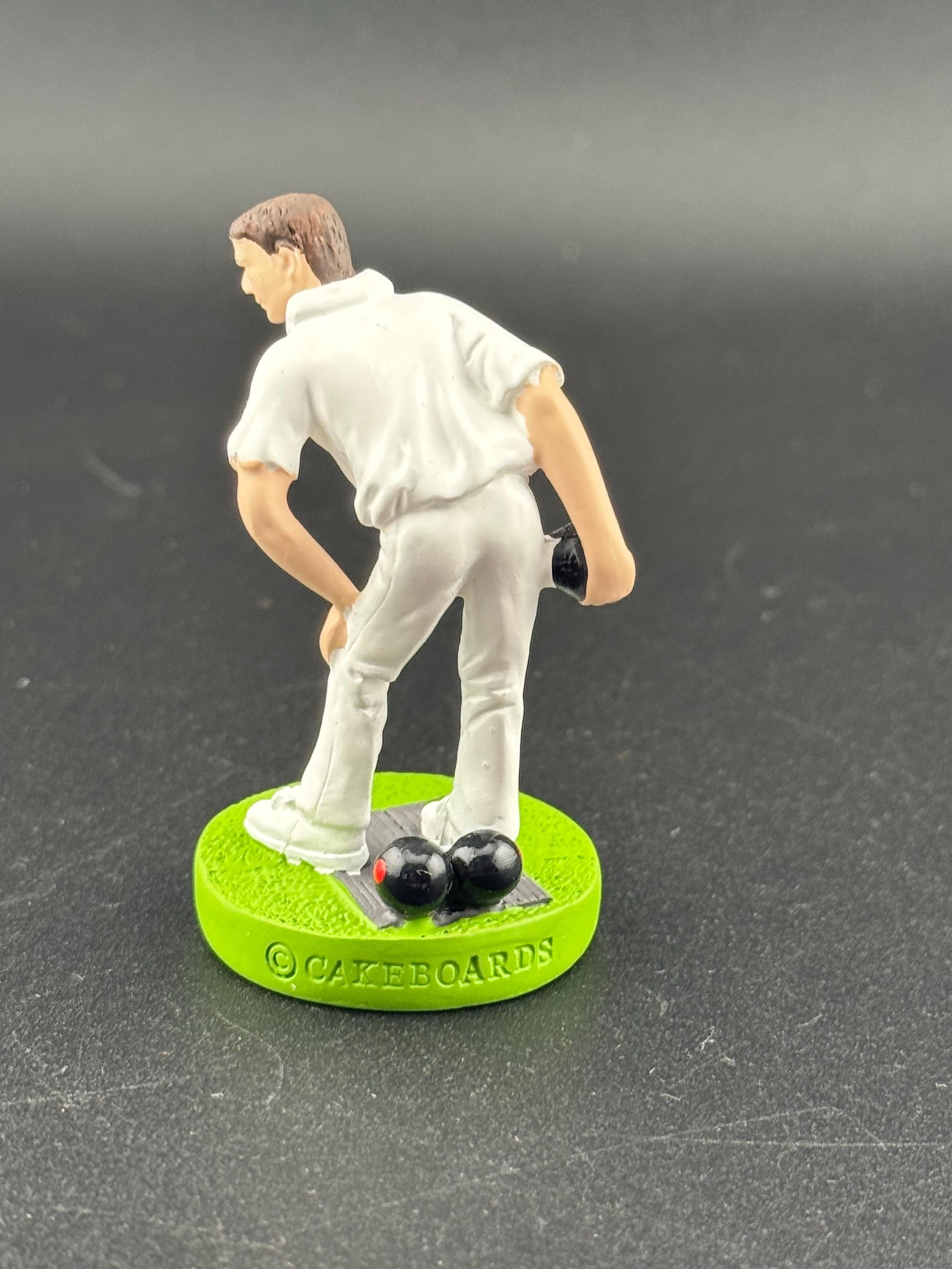 Men lawn bowls player bowling birthday cake topper, novelty sports, hobby  bowling decoration