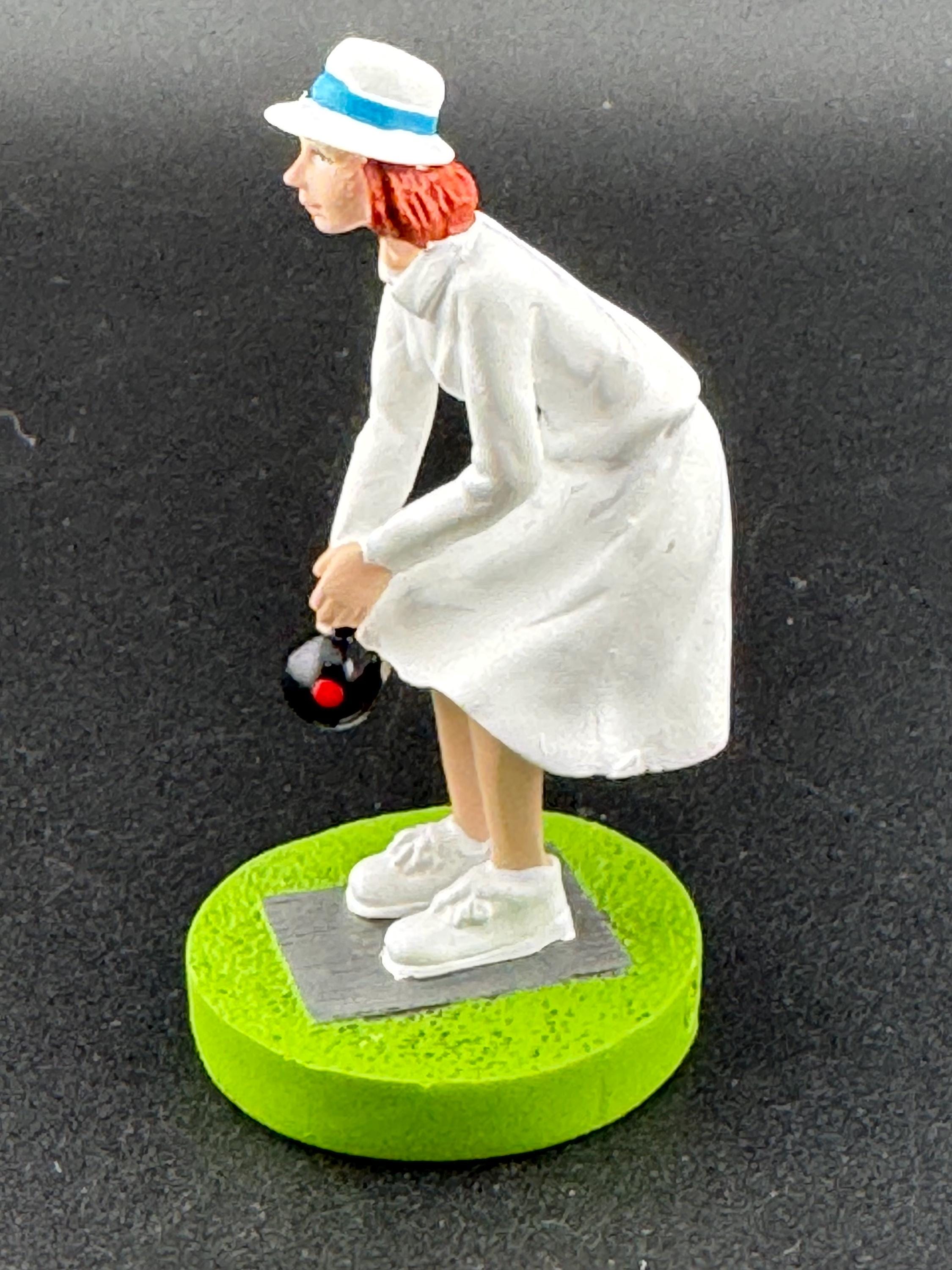 Woman bowls player lawn bowling birthday cake topper, novelty sports, hobby lady bowling decoration