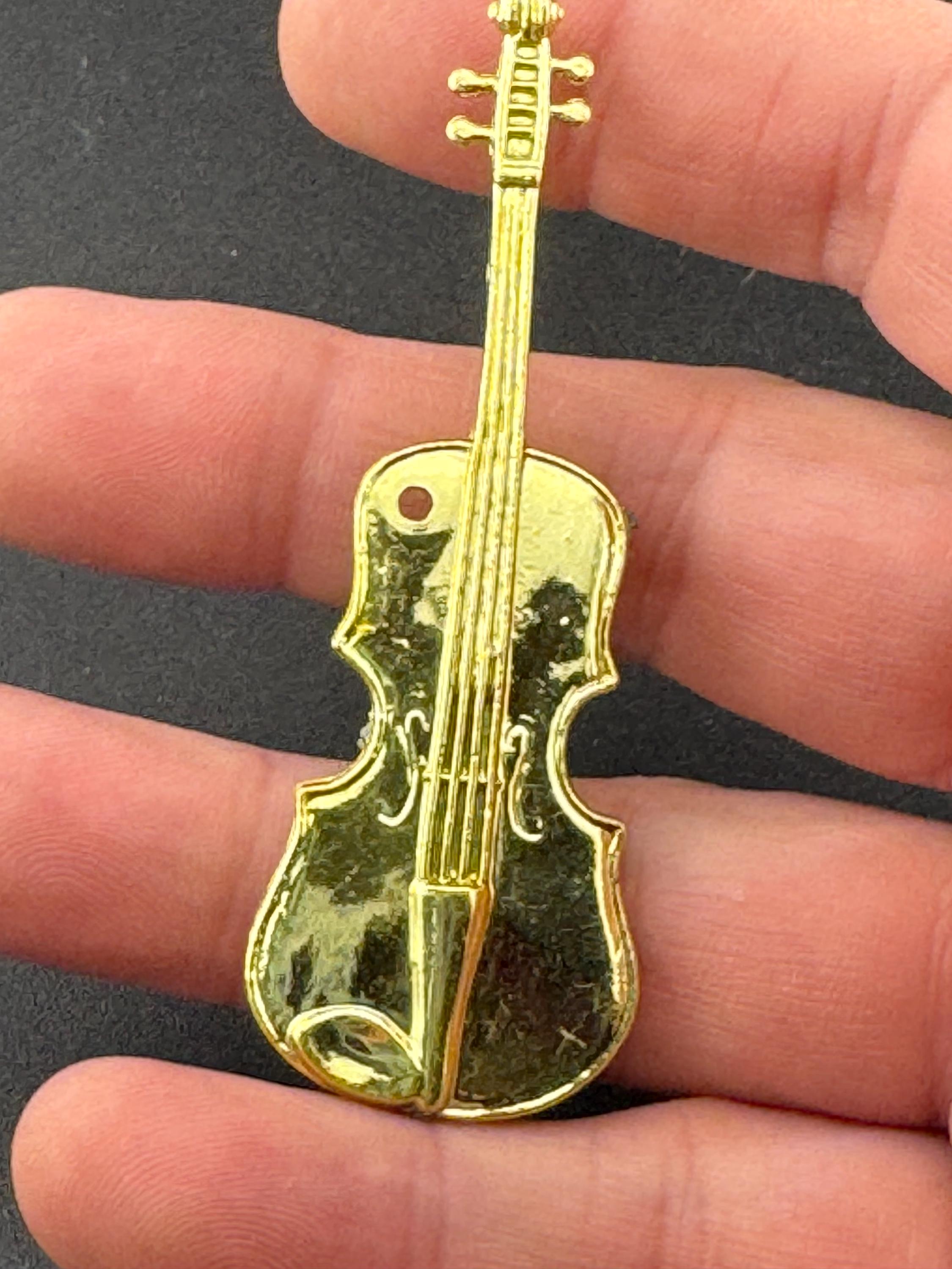 miniature gold violin viola birthday cake topper  musical instruments baking craft decorations