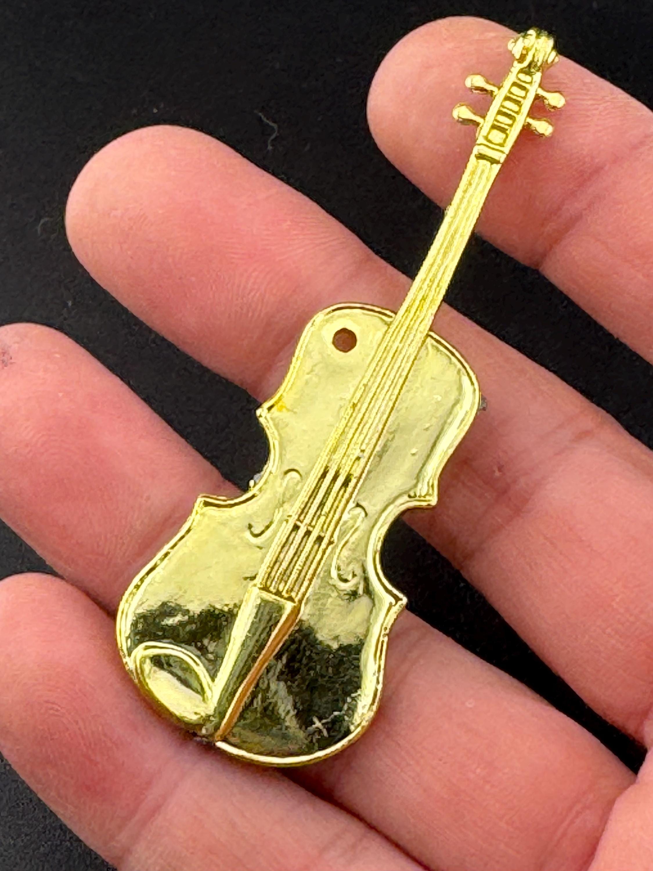 miniature gold violin viola birthday cake topper  musical instruments baking craft decorations