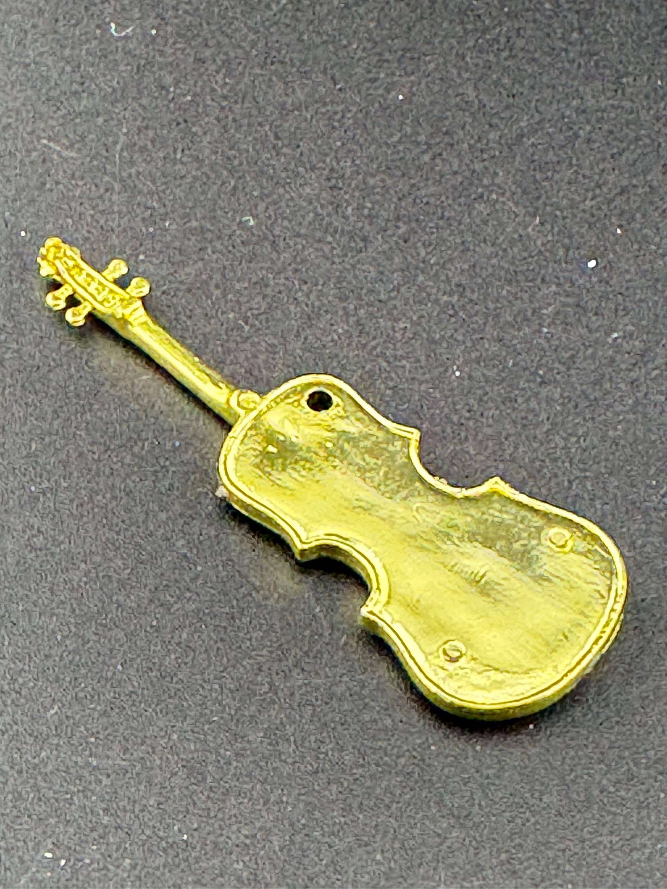 miniature gold violin viola birthday cake topper  musical instruments baking craft decorations