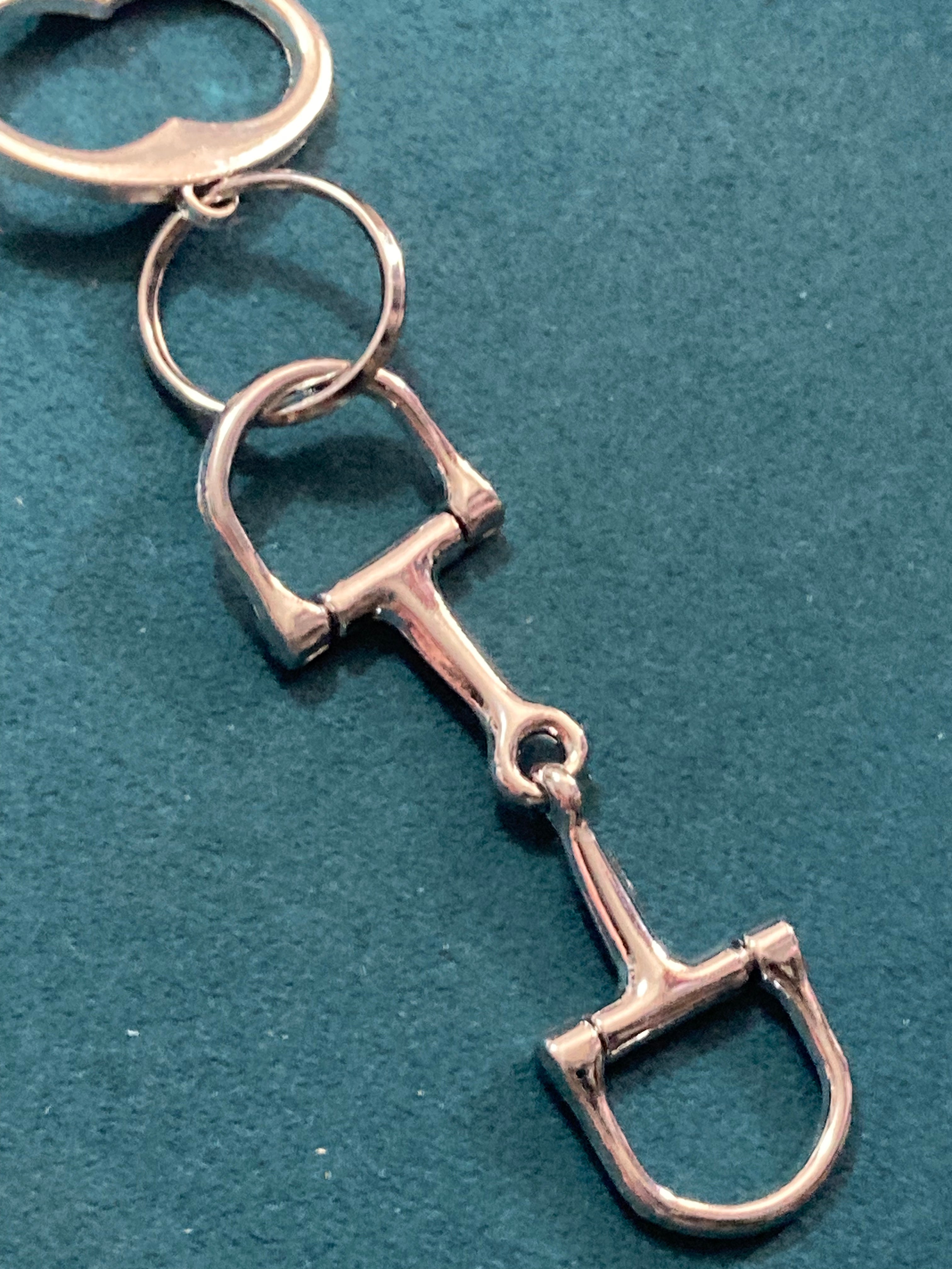 Silver horse bit snaffle keyring